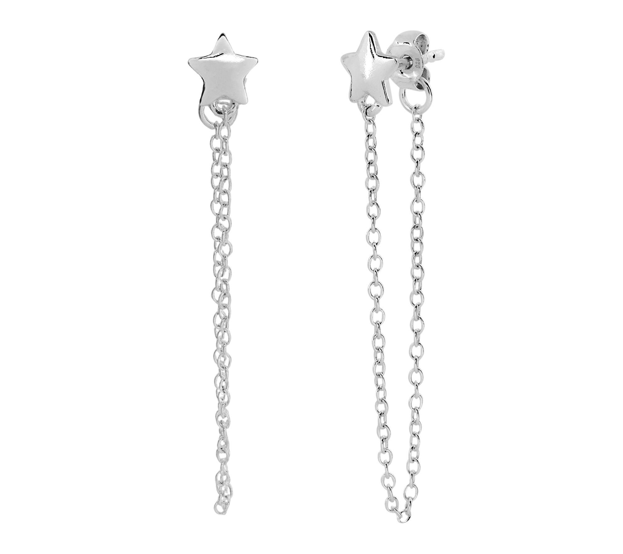 Sterling Silver Star with Chain Earrings