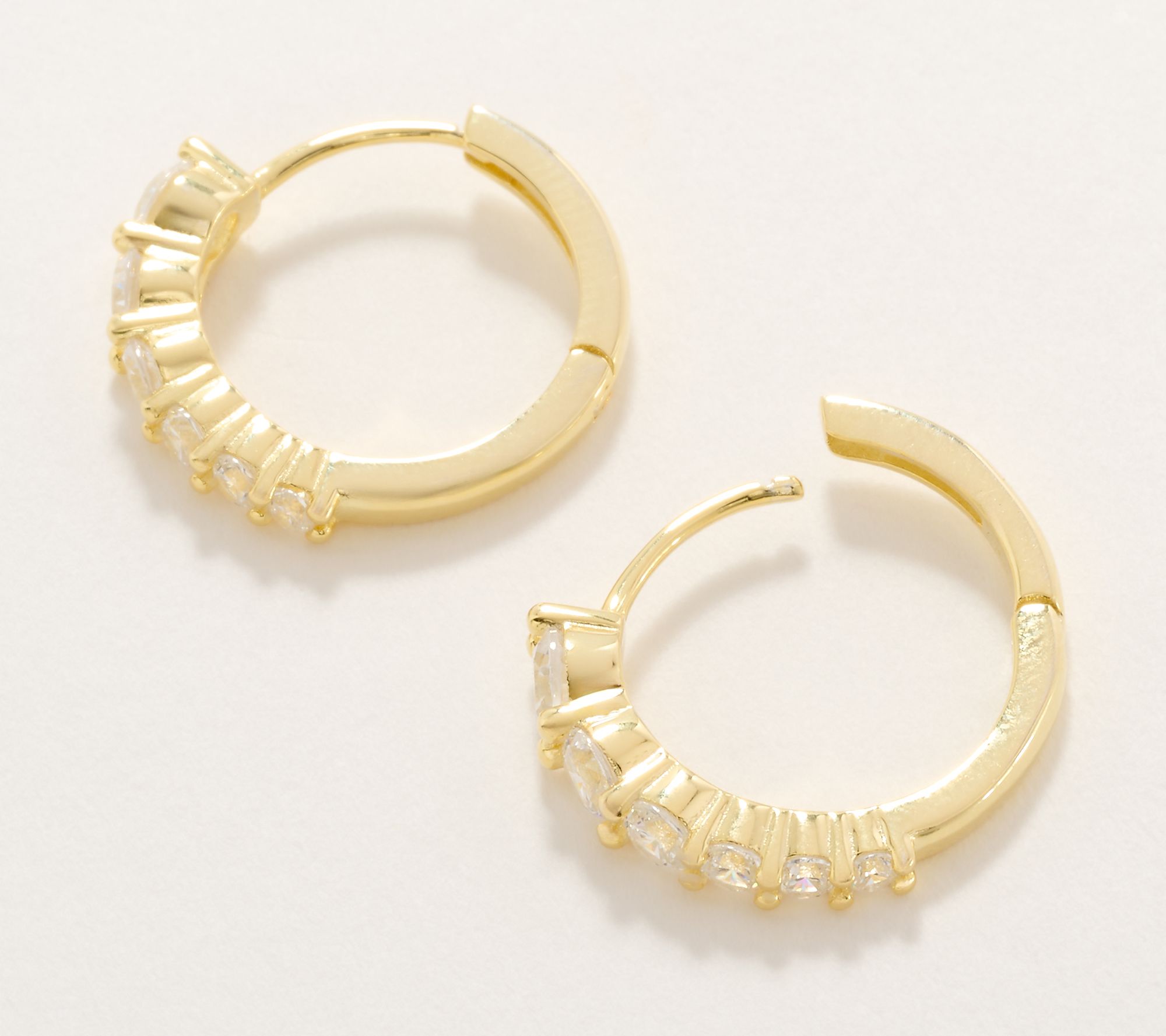 Diamonique Graduated Stone Huggie Hoop Earrings, Sterling Silver