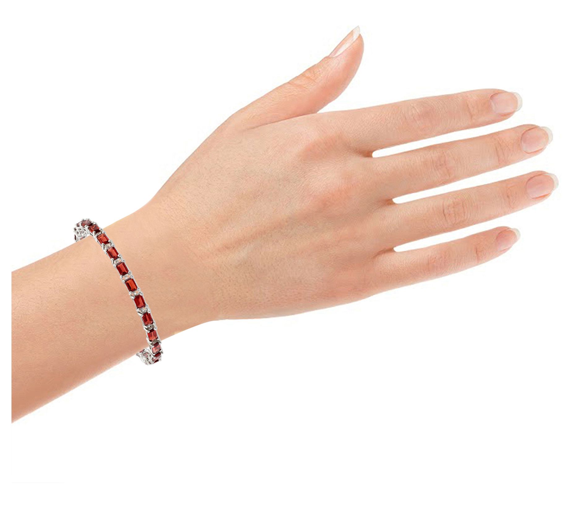 Affinity Gems Emerald Garnet Gemstone Bracelet,Silver