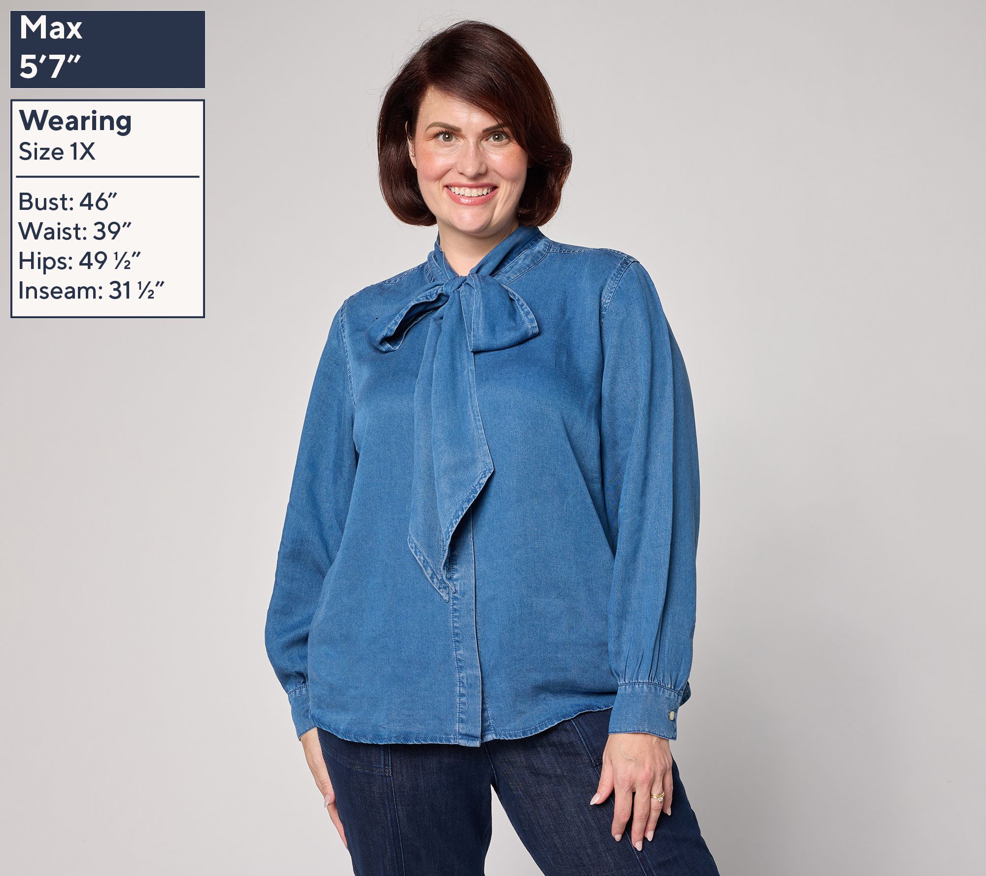 Carla Rockmore Collection Chambray Bow Blouse