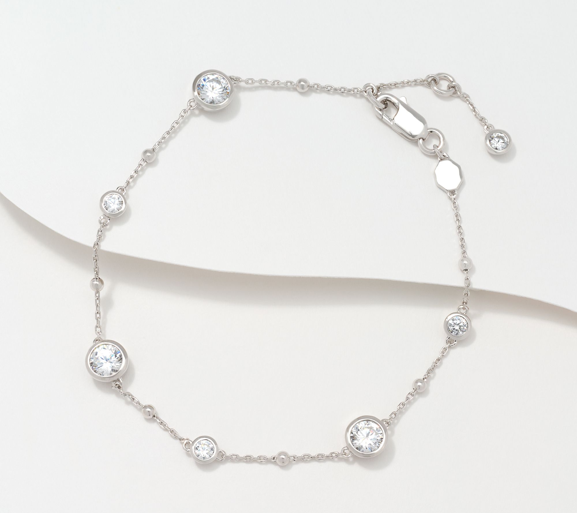 Diamonique Chain Station Bracelet, Sterling Silver