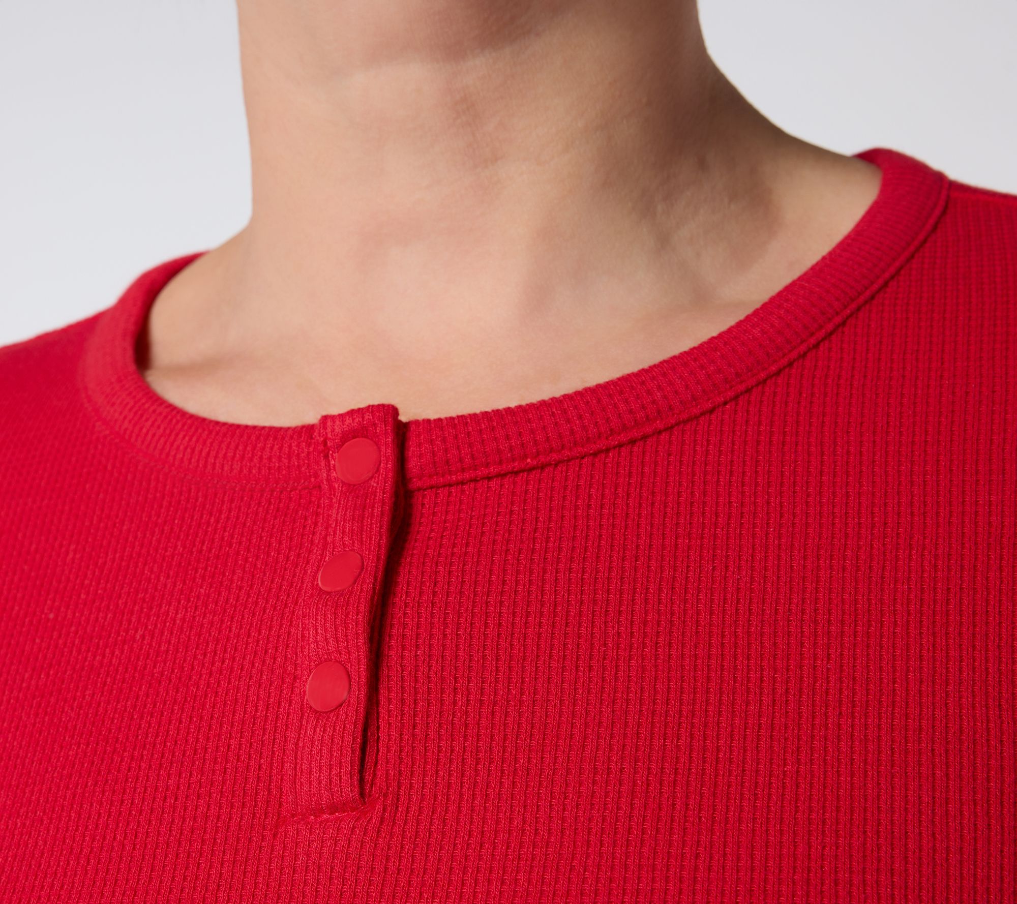 Denim & Co. Essentials 2-Pack Waffle Knit Henley Tops