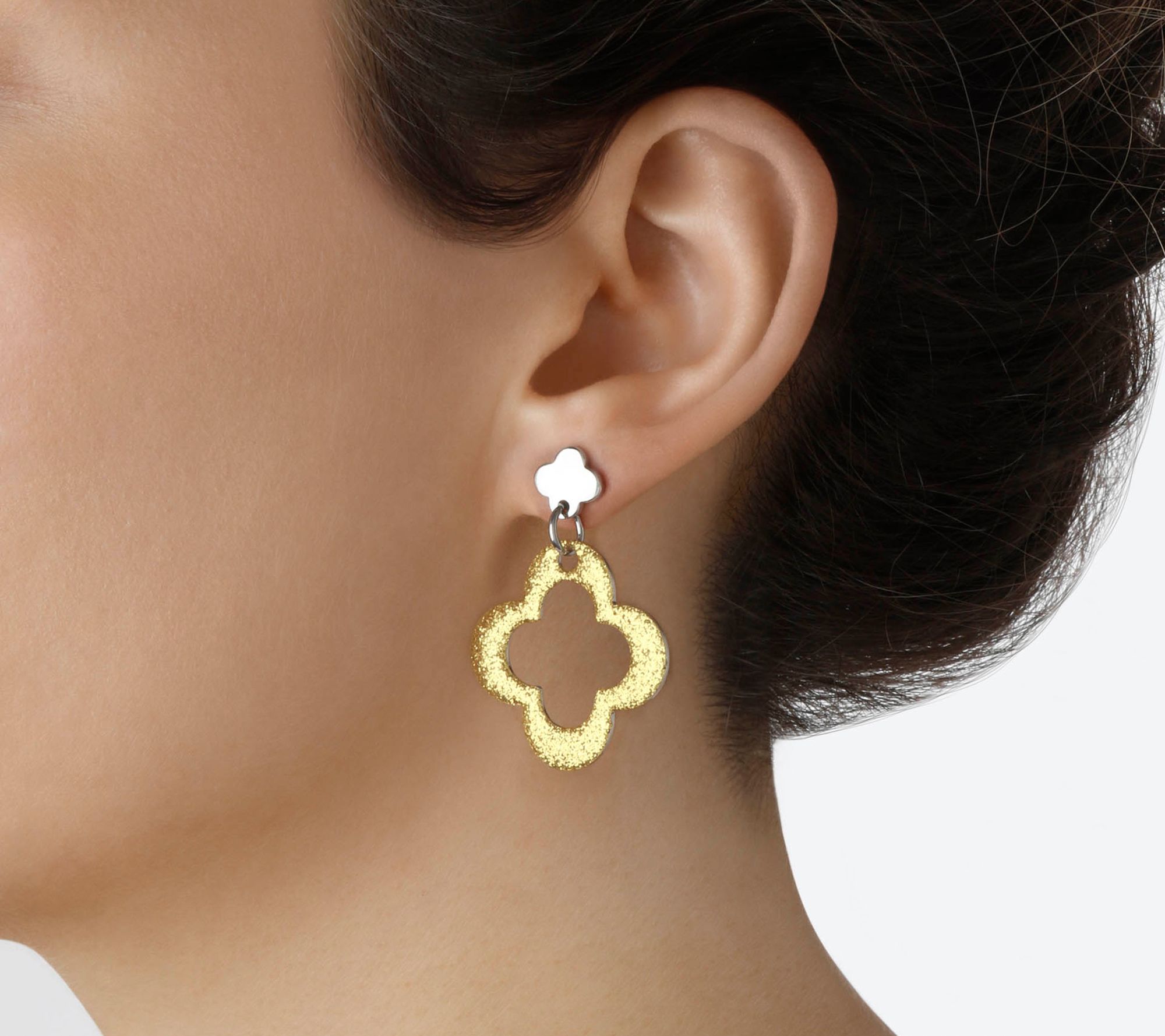 Steel by Design Glitter Earrings and Stretch Bracelet Set