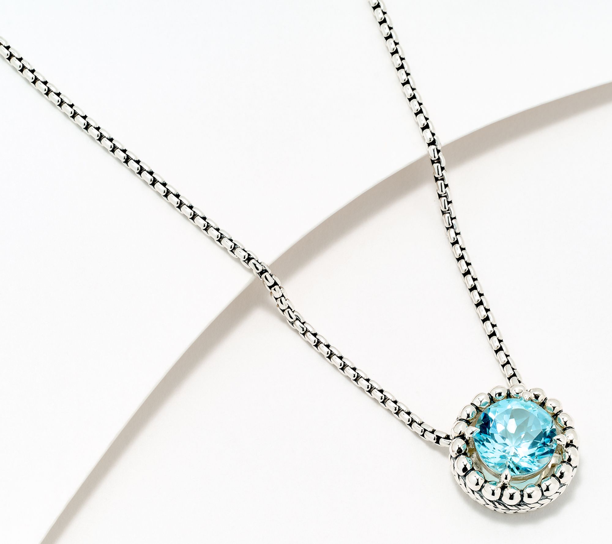 JAI Sterling Silver Baby Box Chain Gemstone 18