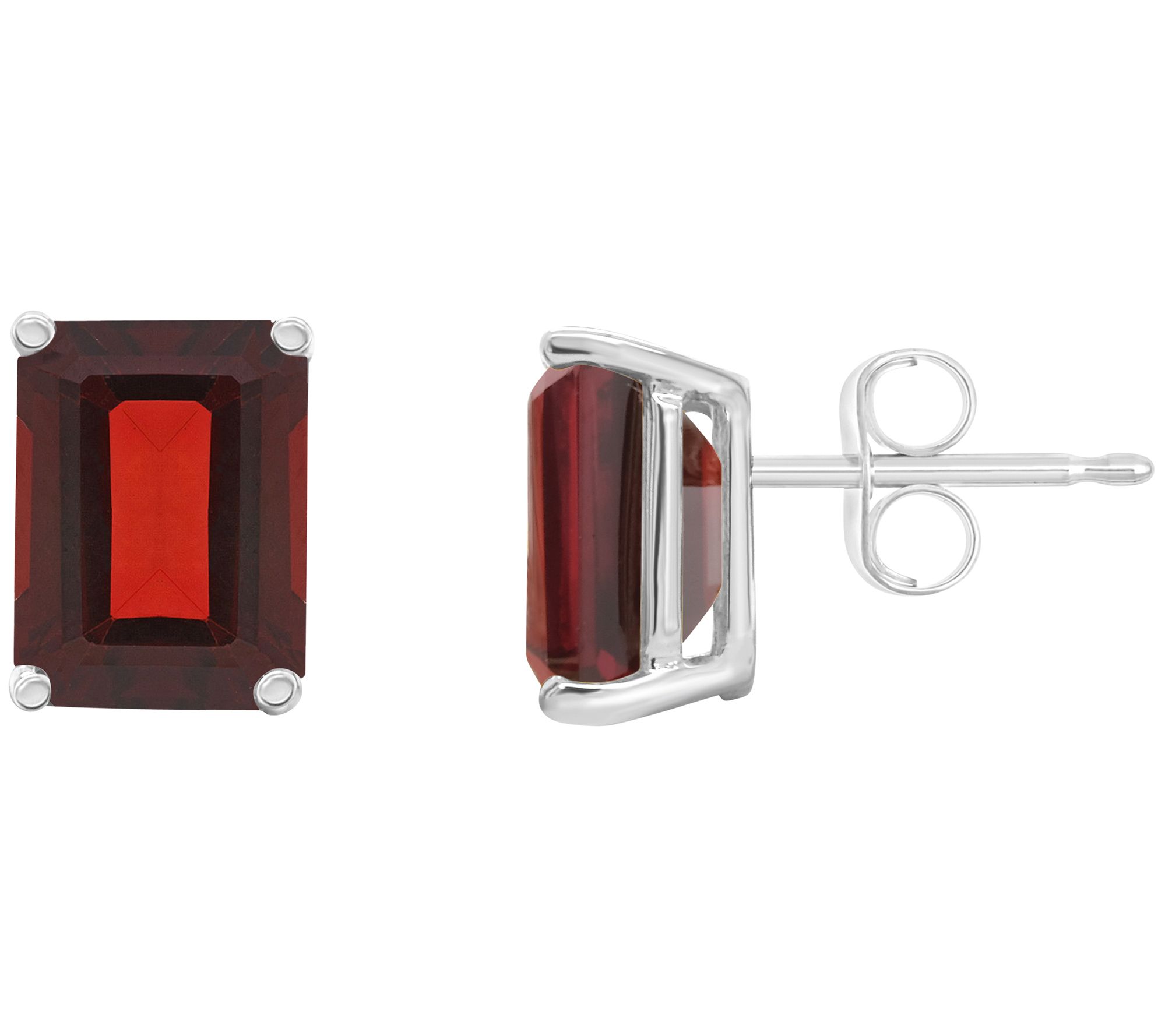 14K Gold Emerald Cut 3.90 cttw Garnet Stud Earrings