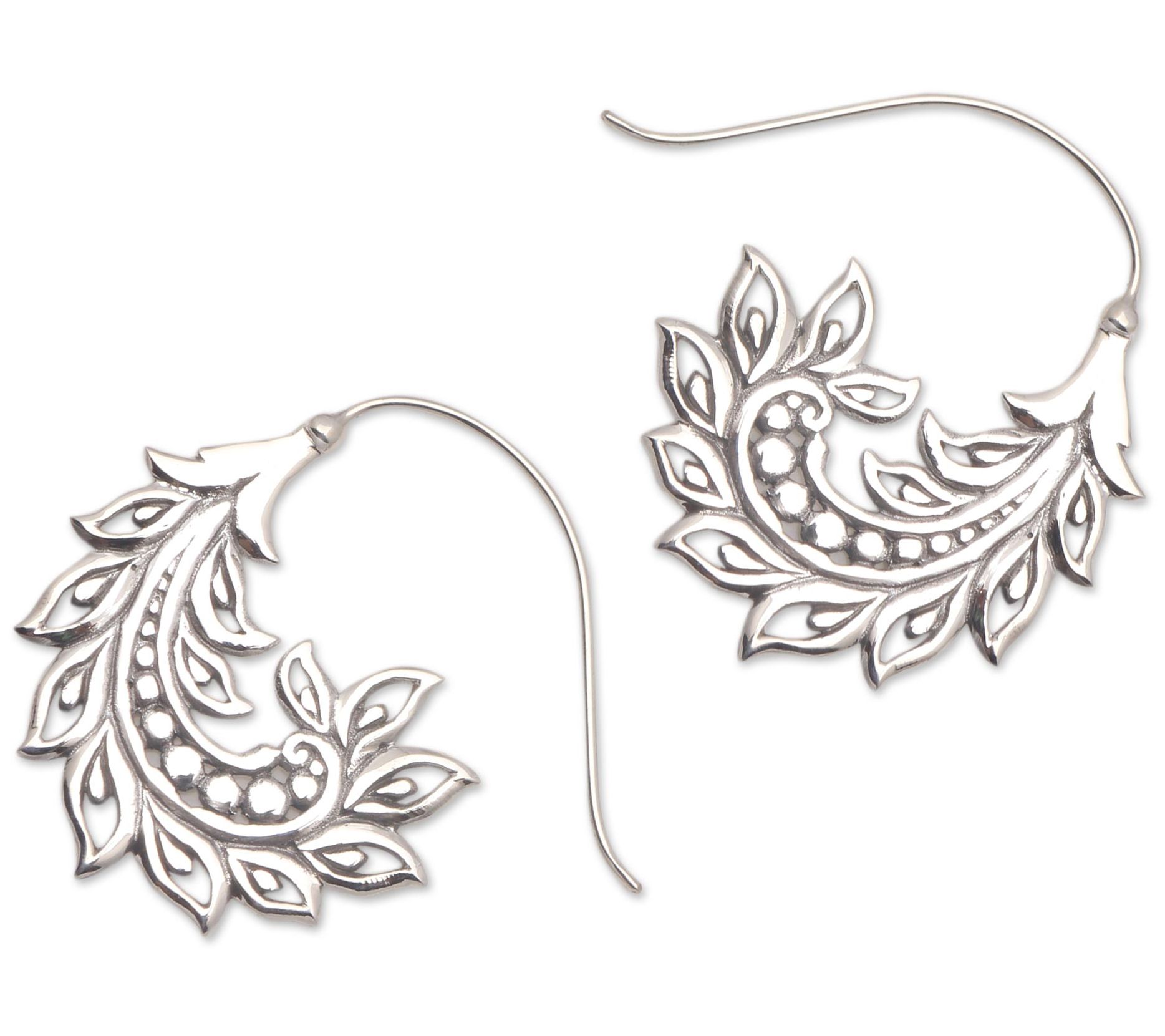 Novica Artisan Crafted Sterling Summer Half-Hoop Earrings