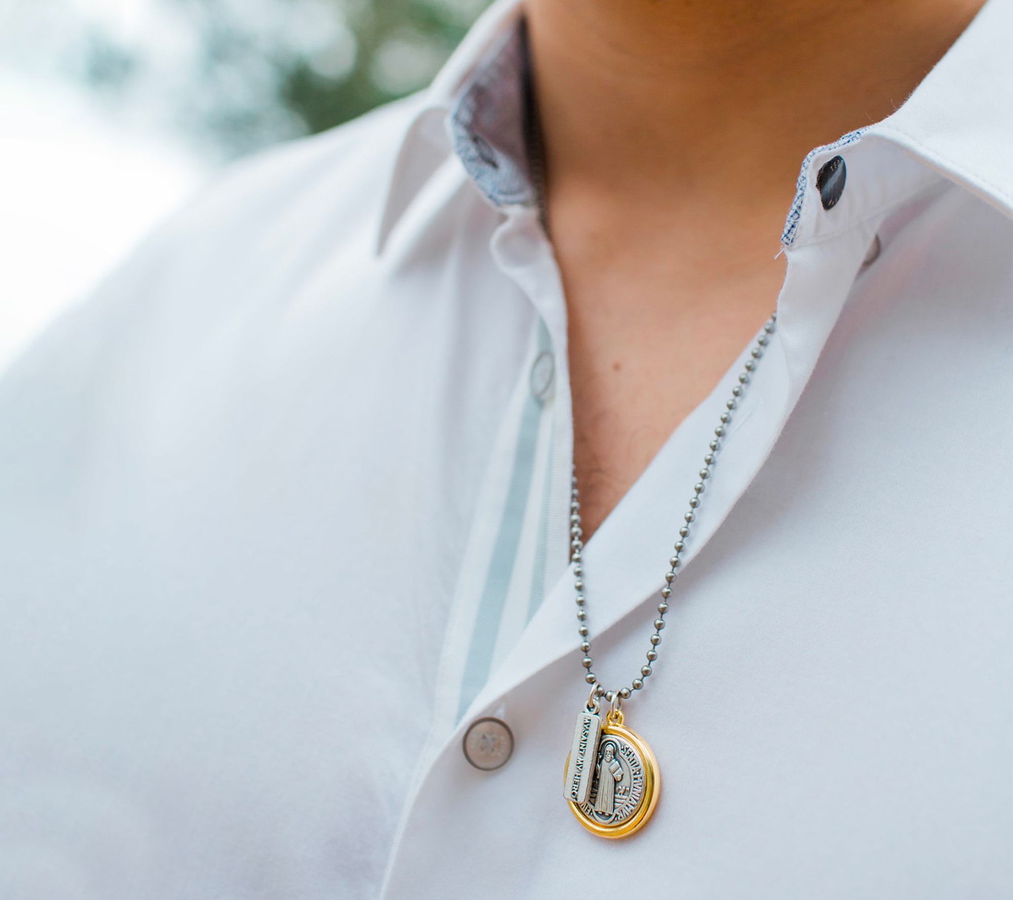 My Saint My Hero Benedictine Blessing Two-ToneNecklace