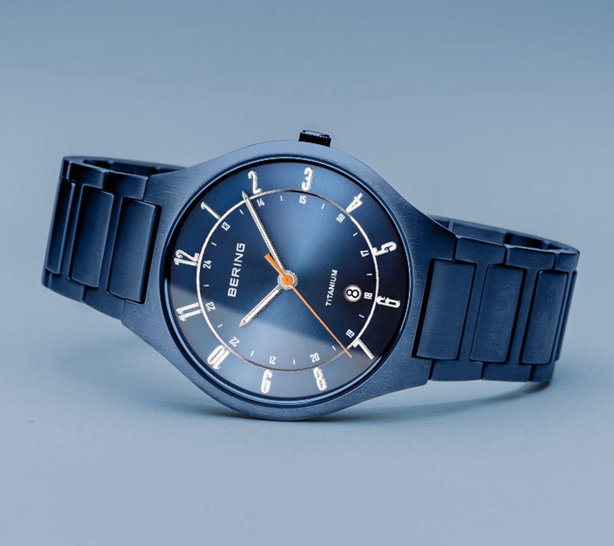 Bering Men's Titanium Blue Dial Bracelet Watch