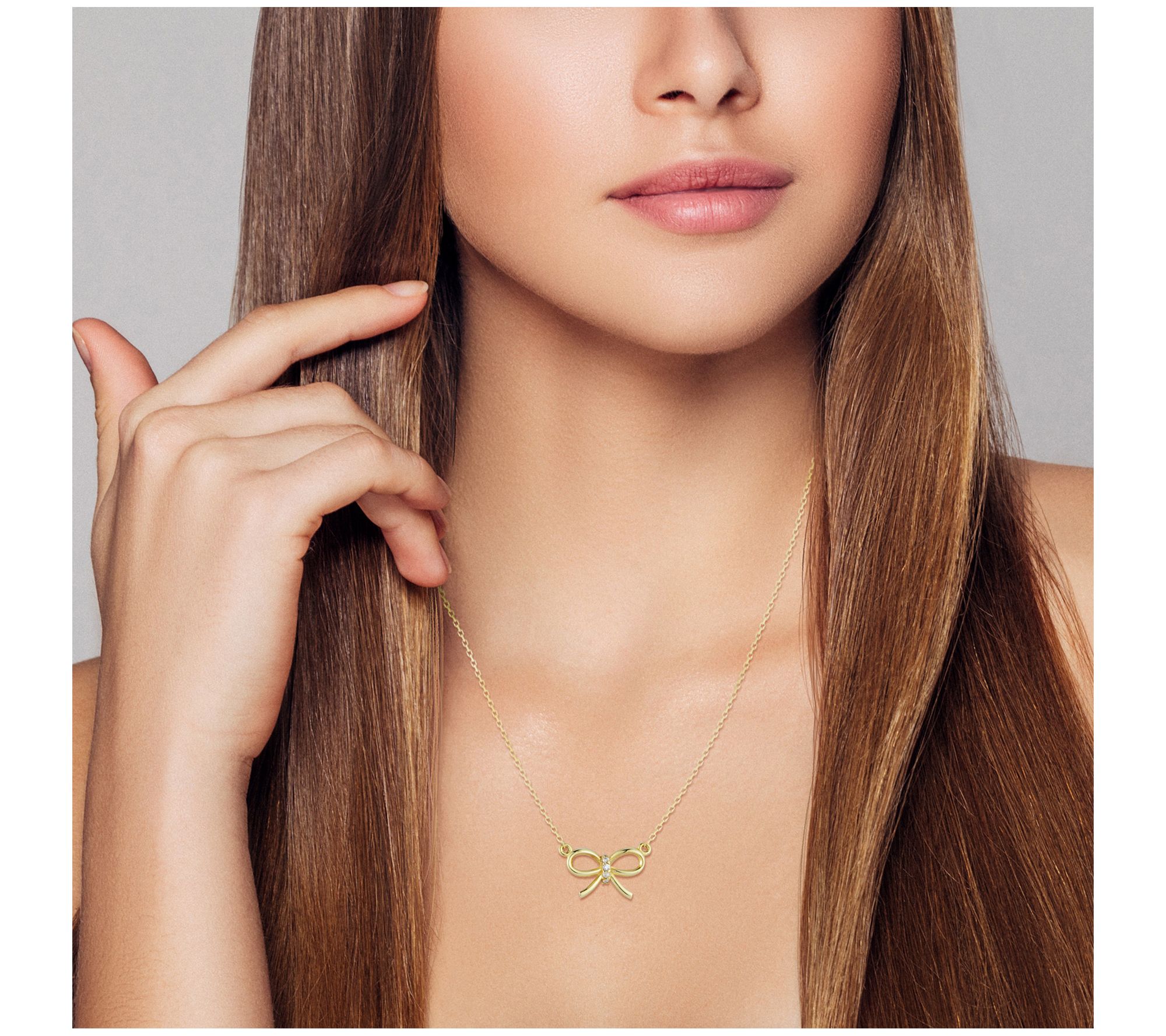 Luminosa Gold Diamond Accent Bow Necklace, 14K