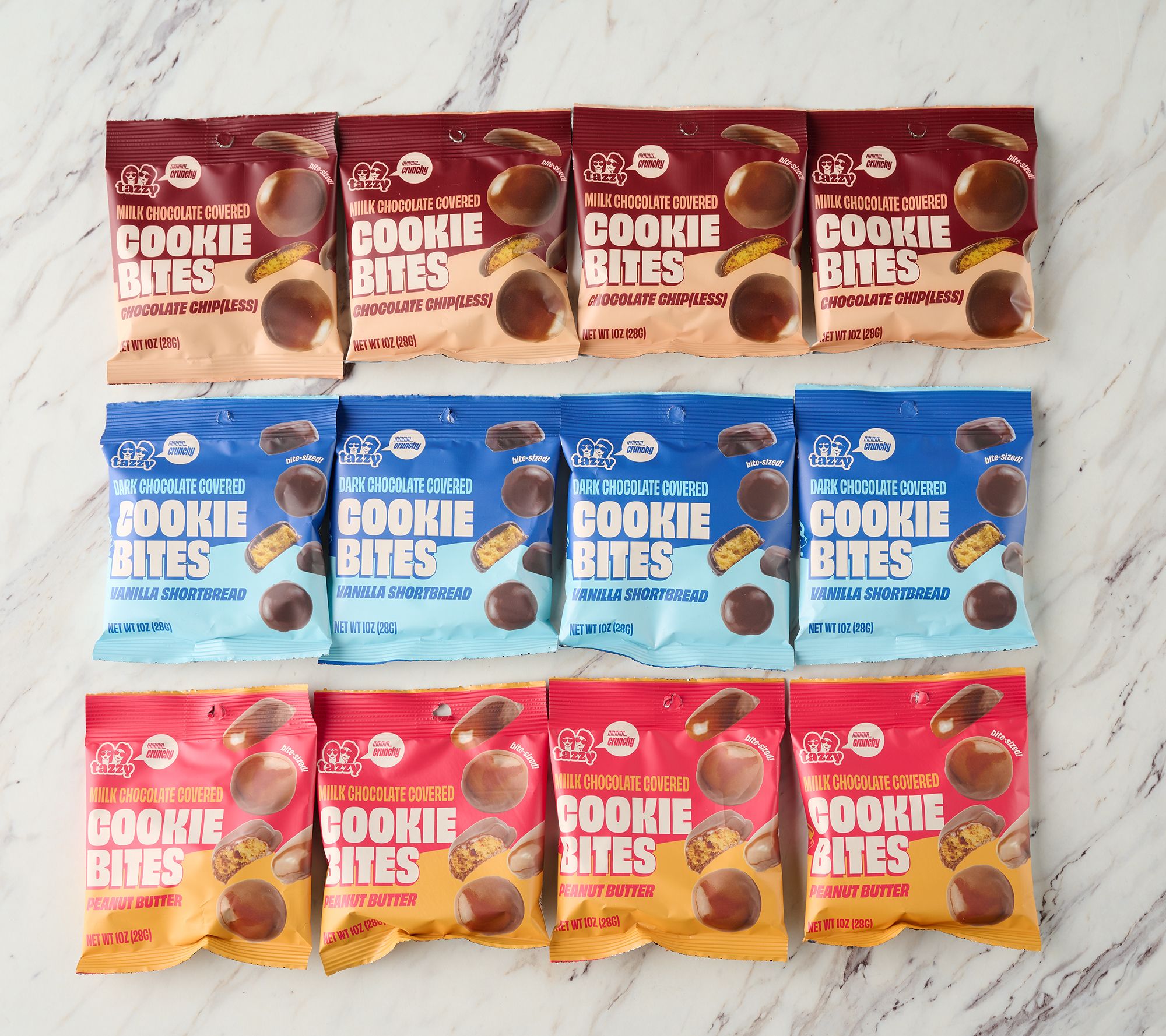 Tazzy (12) Bags of Cookies Bites In Choice of Flavor