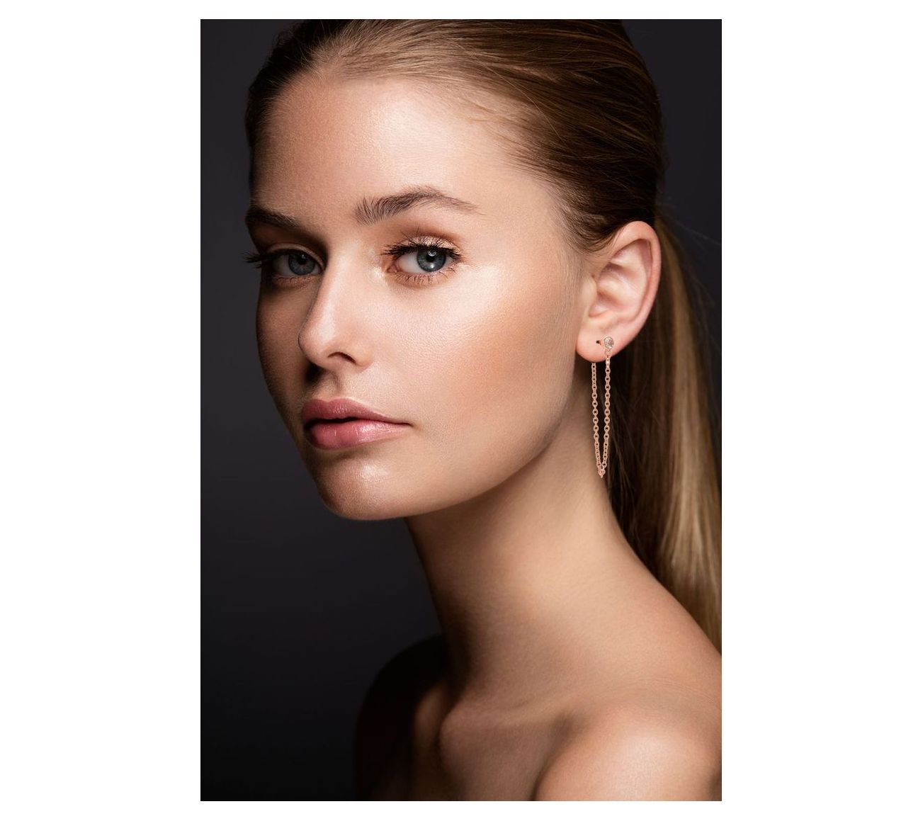 Affinity Gems Linear Morganite Earrings, 14K Rose Gold Plated