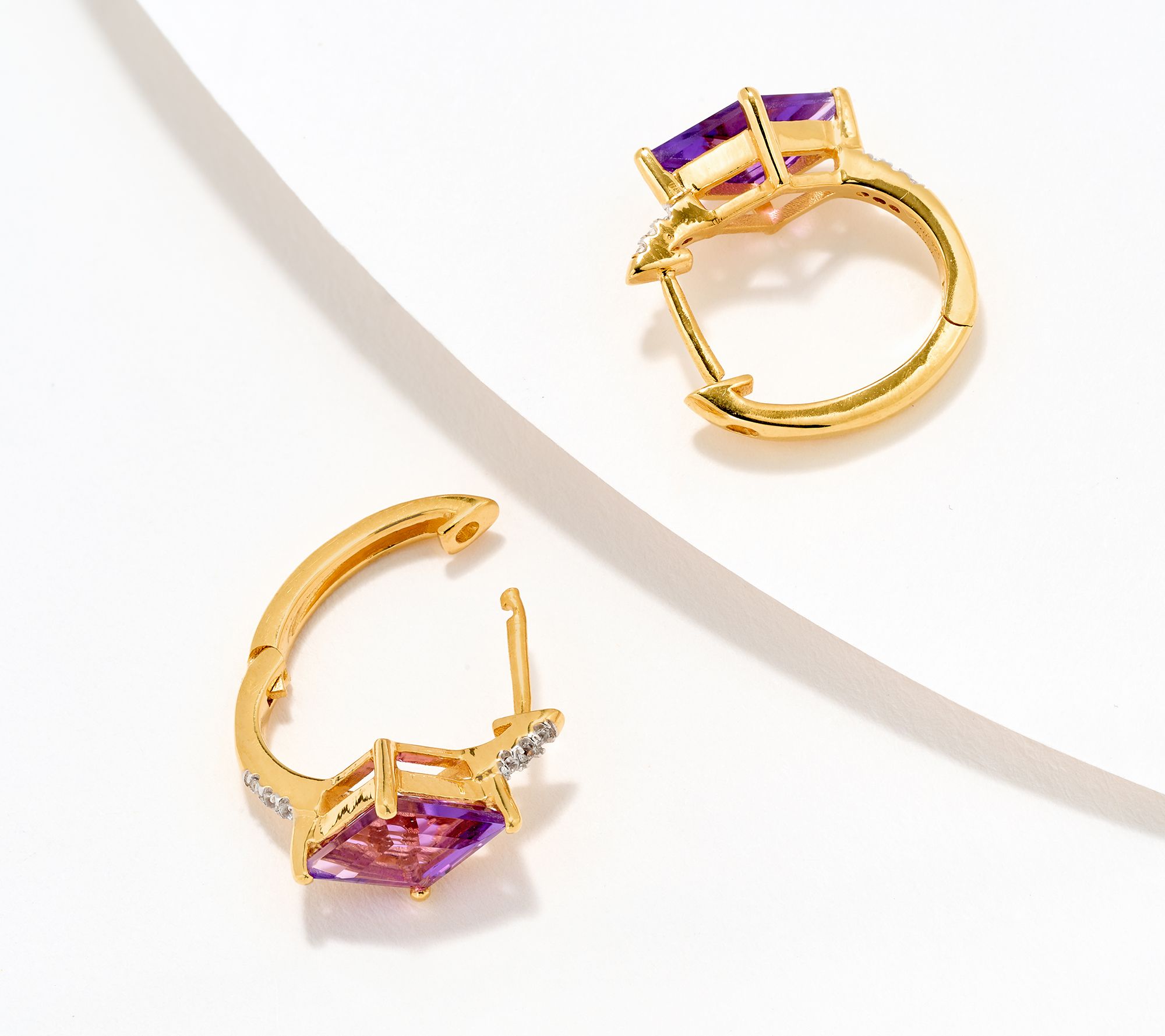 Affinity Gems Precious Gem & White Zircon Kite Cut Earrings, 14K