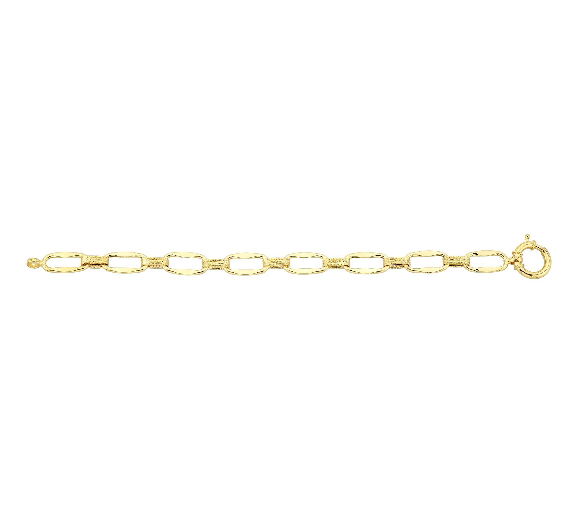Adorna 14K Gold Oval Hammered Link Bracelet