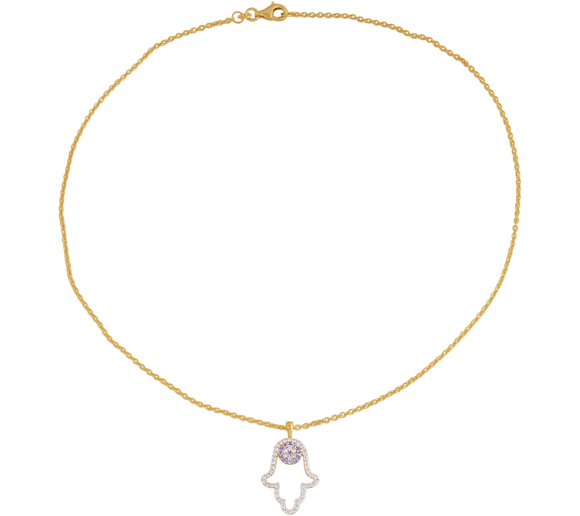 Sterling Gemstone Hamsa Necklace