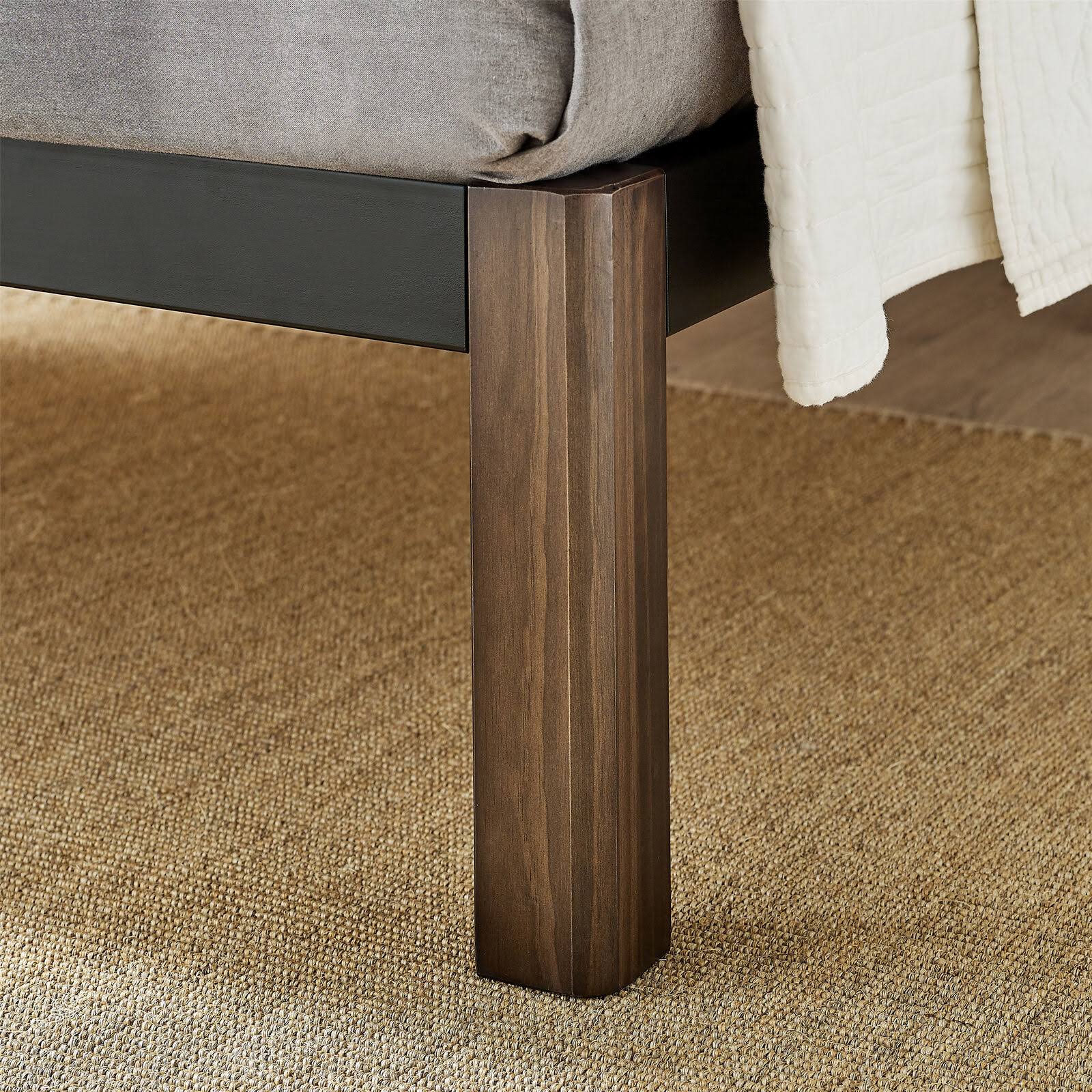 Mainstays Metal Bed Frame with Wood Legs, Black, Multiple Sizes - King - Black