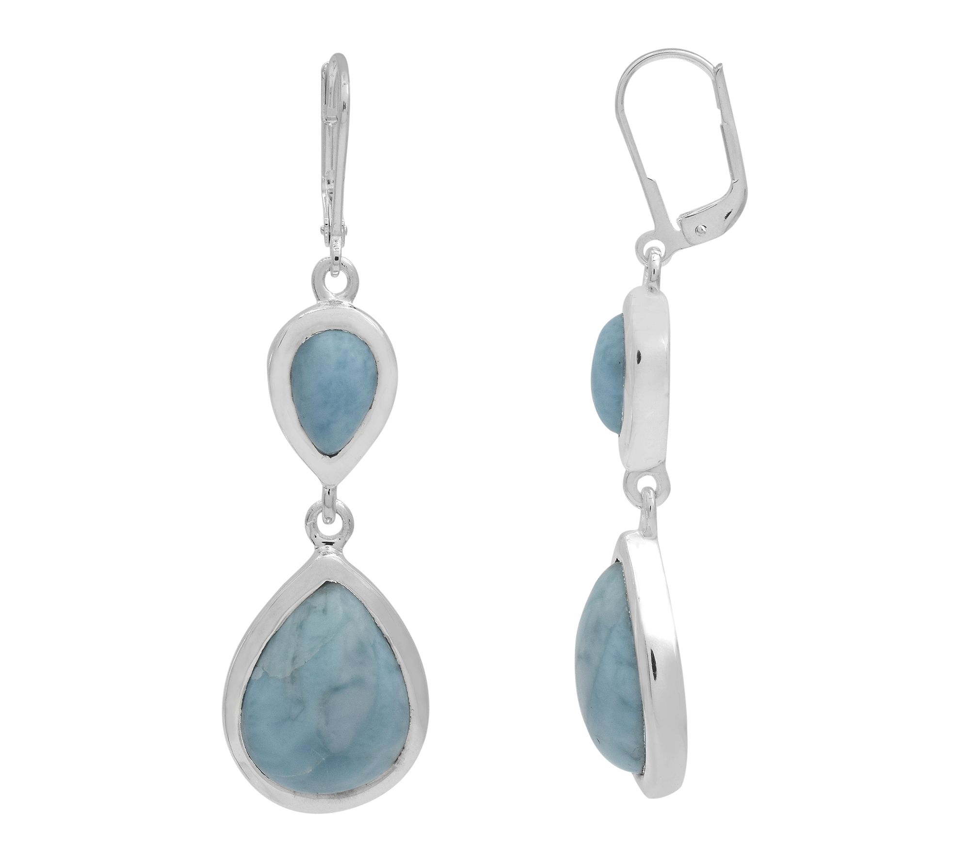 Affinity Gems Pear Cut Larimar Drop Earrings, Sterling