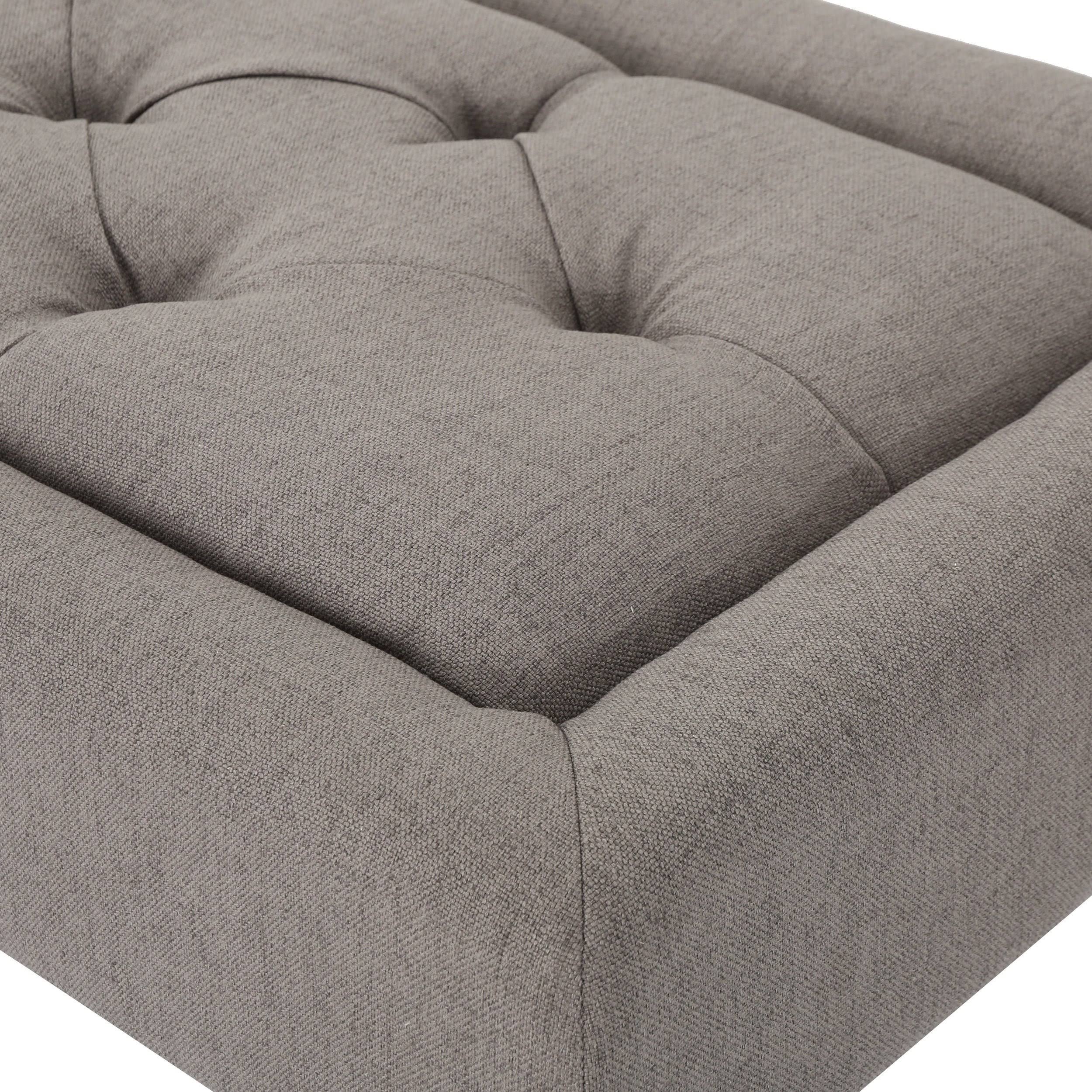 Christopher Knight Home Zyler Rectangle Tufted Fabric Ottoman Bench by, Blue