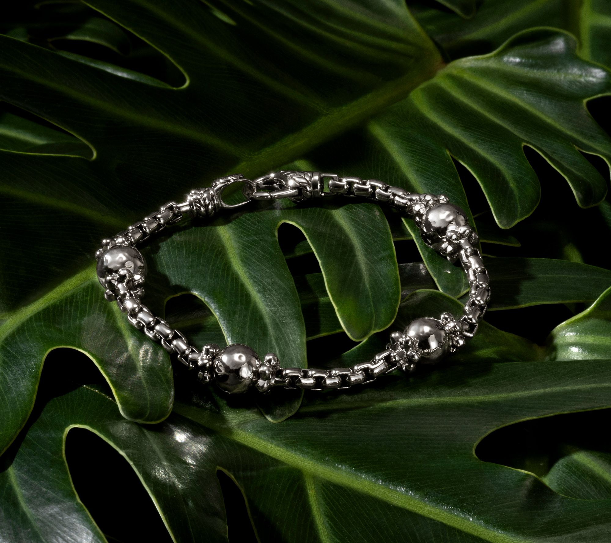 JAI Sterling Silver & 14K Bead 3.7mm Box Chain Bracelet, 12.0g