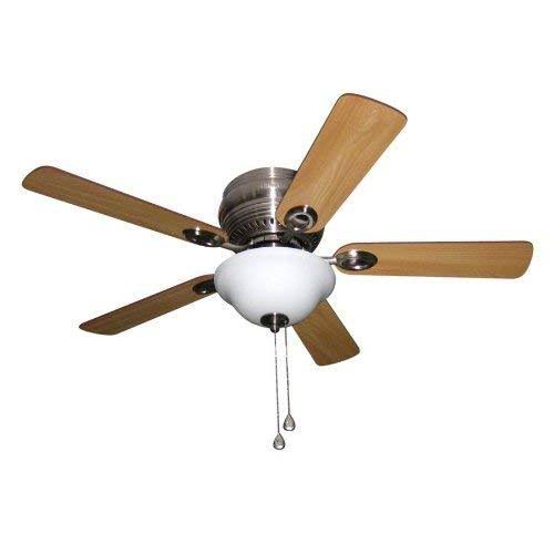 Harbor Breeze Mayfield 44-In Brushed Nickel Flush Mount Indoor Residential Ceiling Fan with Light Kit