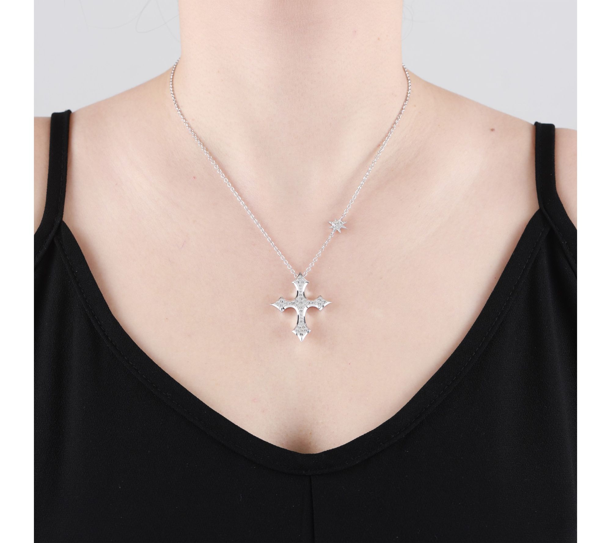 Margo Manhattan Sterling Silver Topaz FAITH Cross Necklace