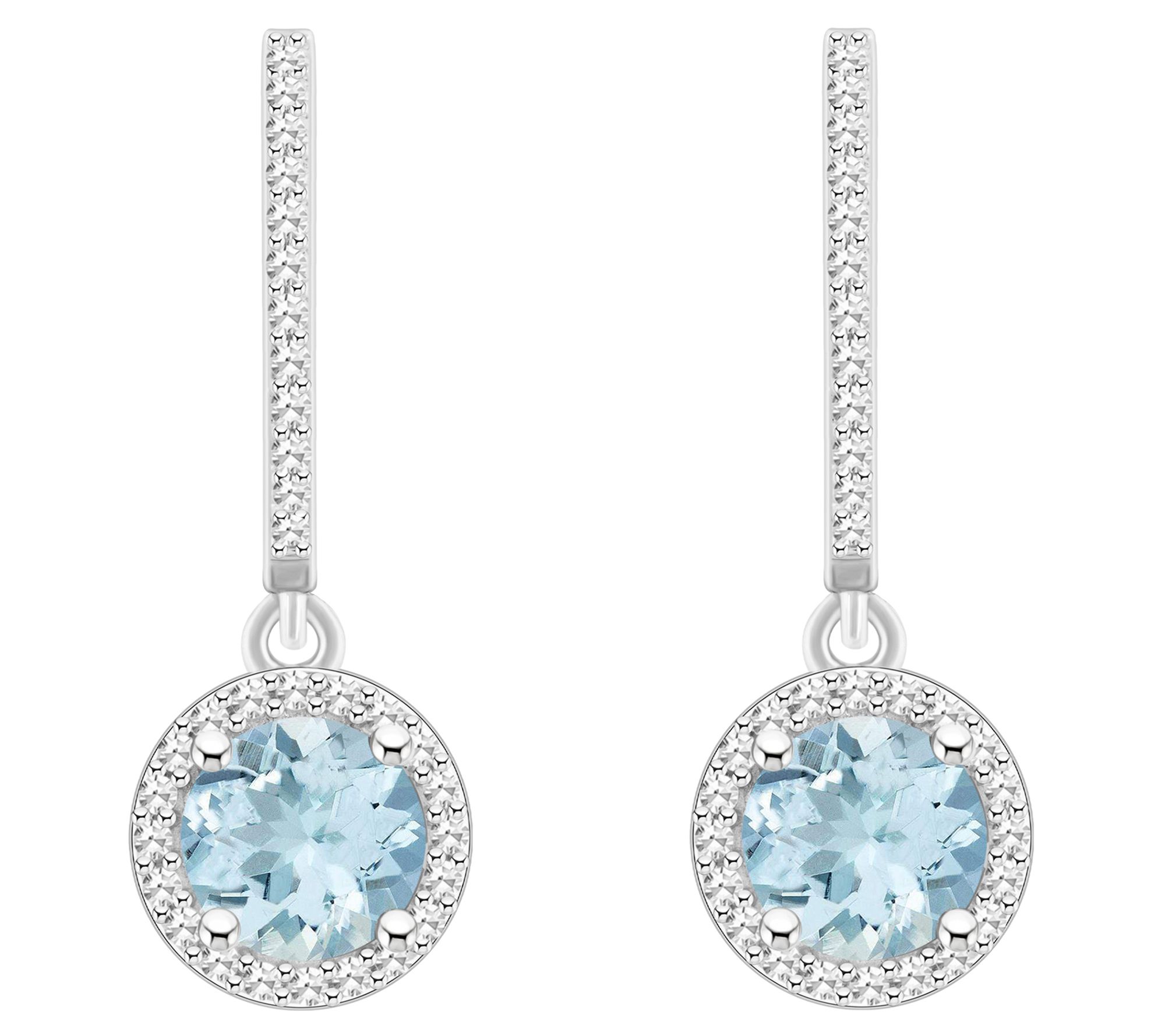 Affinity Gems Aquamarine & Diamond Earrings, Sterling Silver