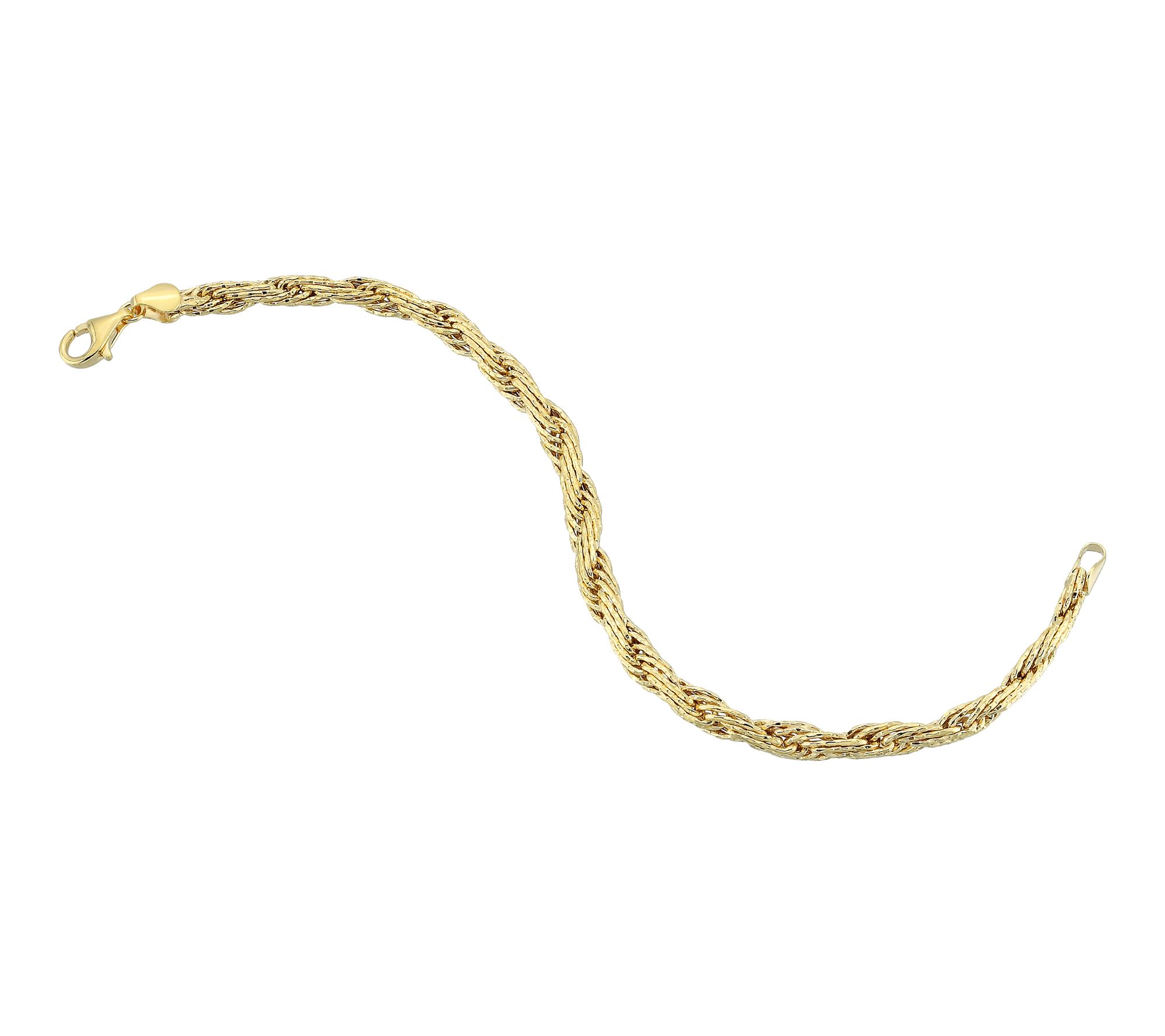 Silver Style Diamond Cut Flat Rope Chain Bracelet, Sterling