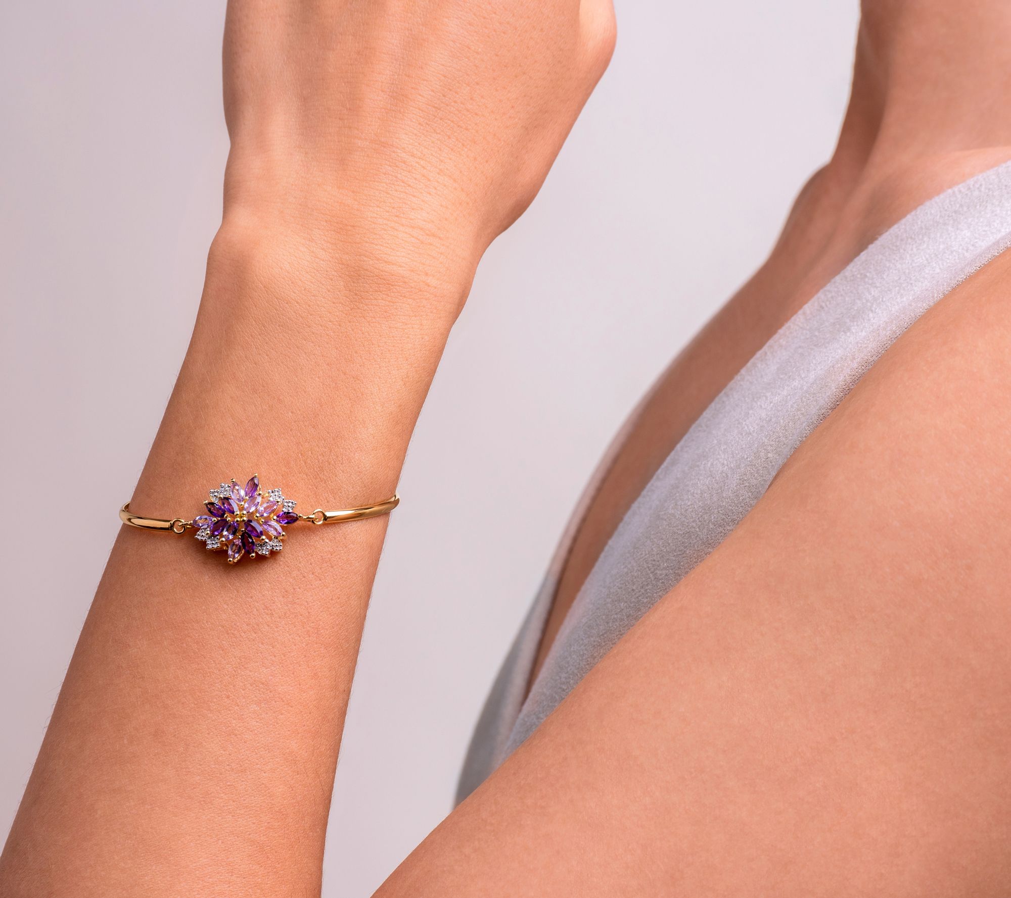 Affinity Gems Amethyst & Created Sapphire Bracelet, 18K Plated