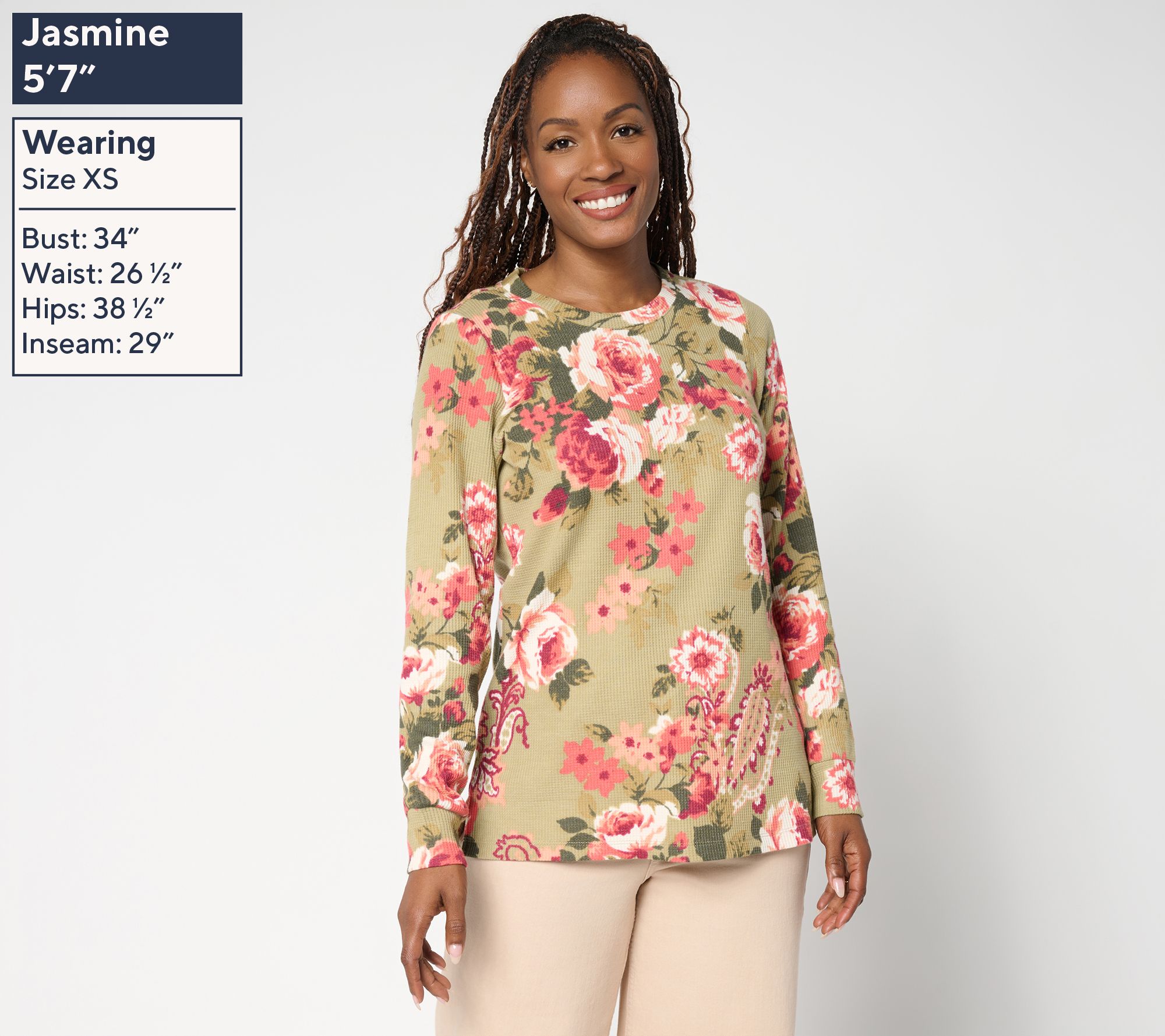 Belle Boho by Kim Gravel Micro Waffle Ranch Floral Print Top