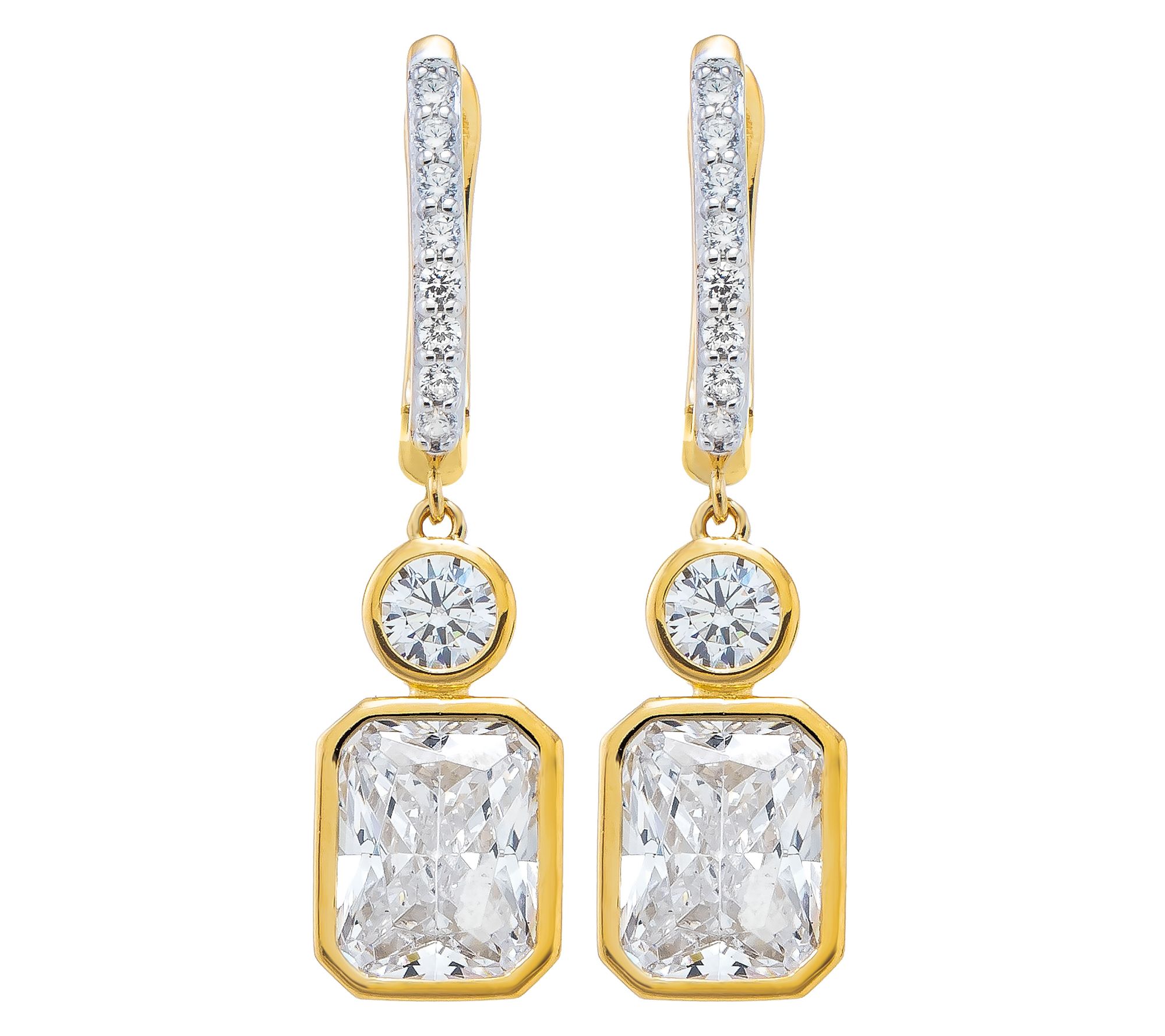 Diamonique x Jennifer Miller Asscher Dangle Earrings, Sterling