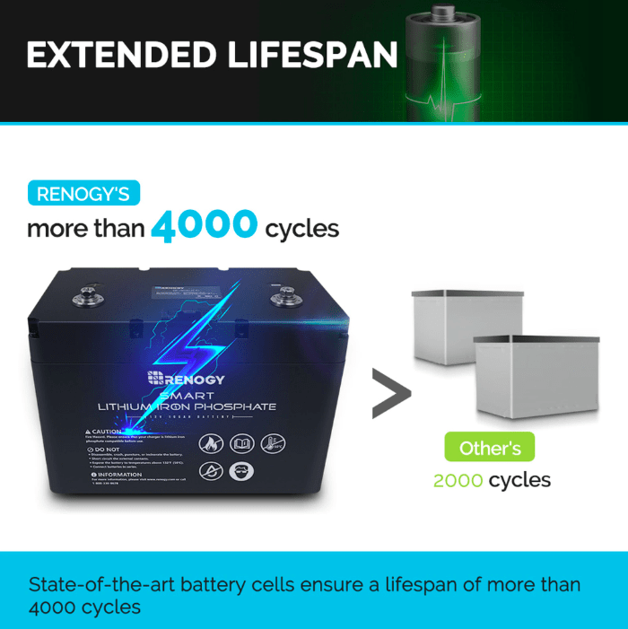 Renogy 12V 100AH Smart LiFePO4 Battery | Solar Battery