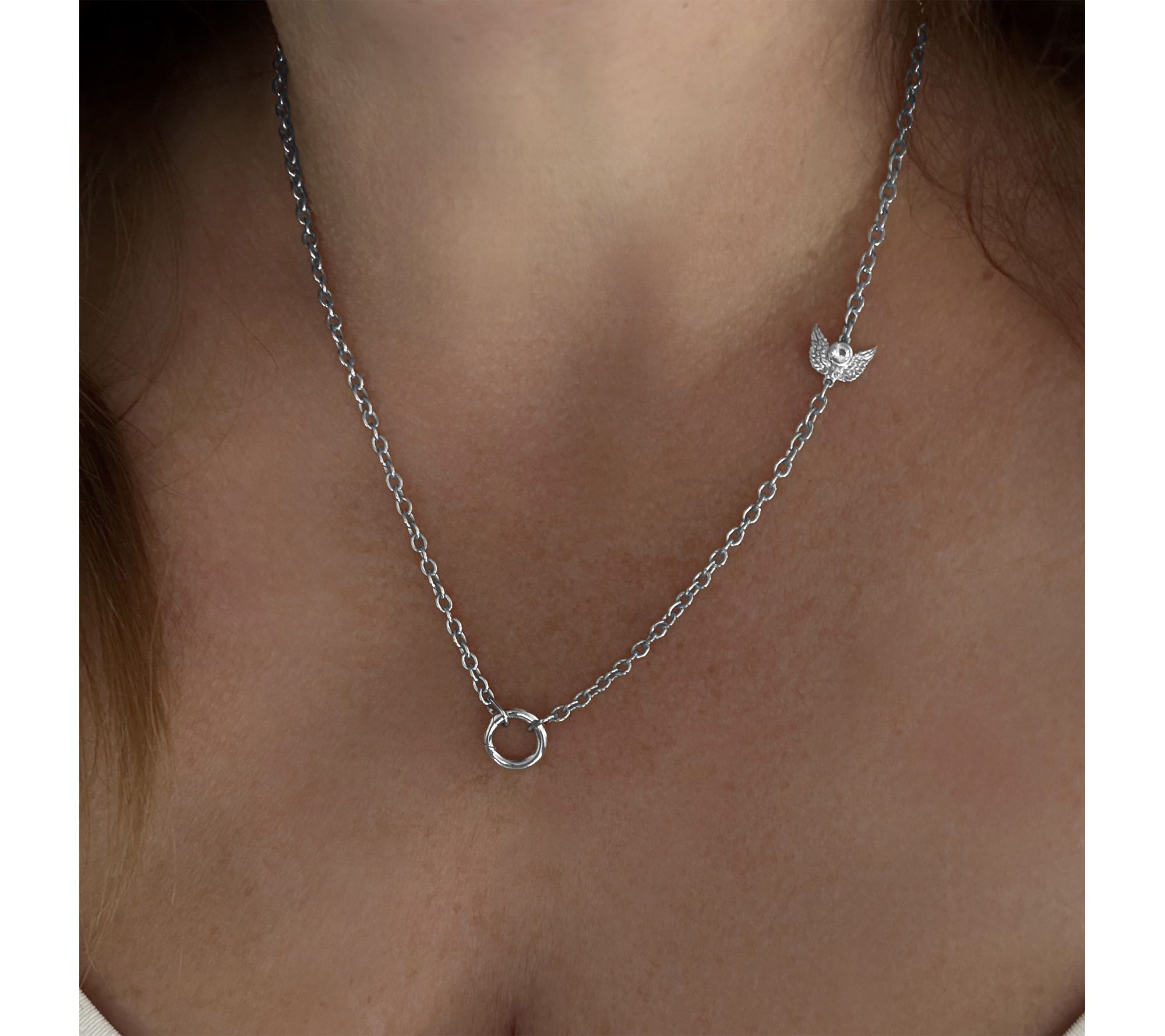 Goddaughters Sterling Angel on my Shoulder Charm Necklace