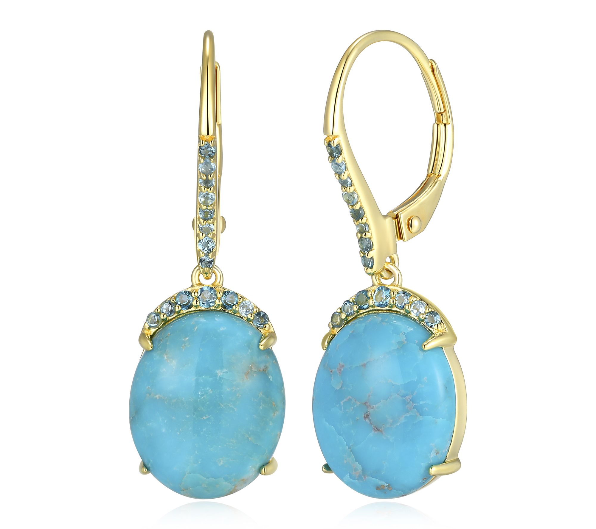 Affinity Gems Turquoise & Topaz Earrings, 18k Plated Sterling