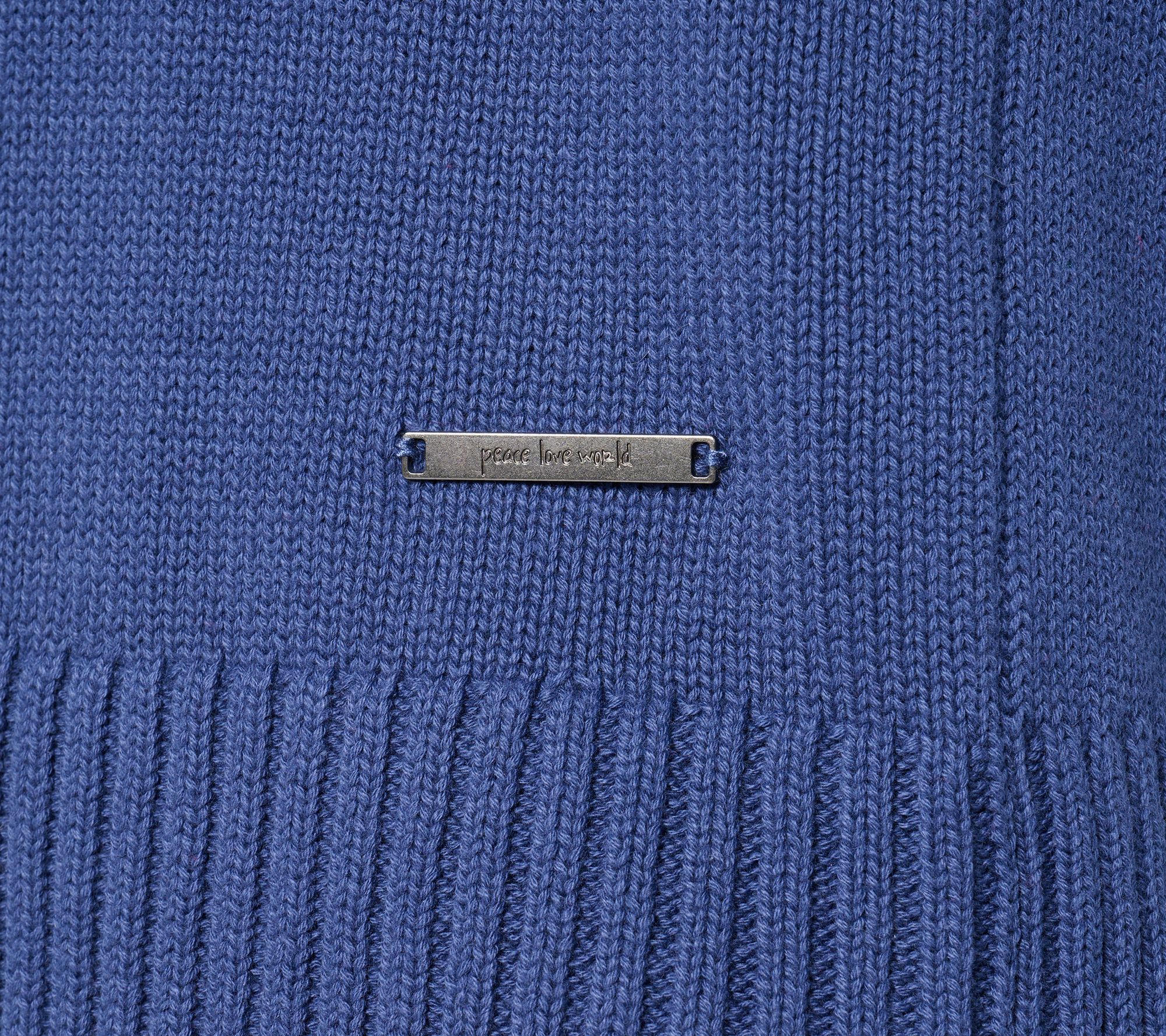 Peace Love World 100% Cotton Crewneck Sweater w/ Pop Color Detail