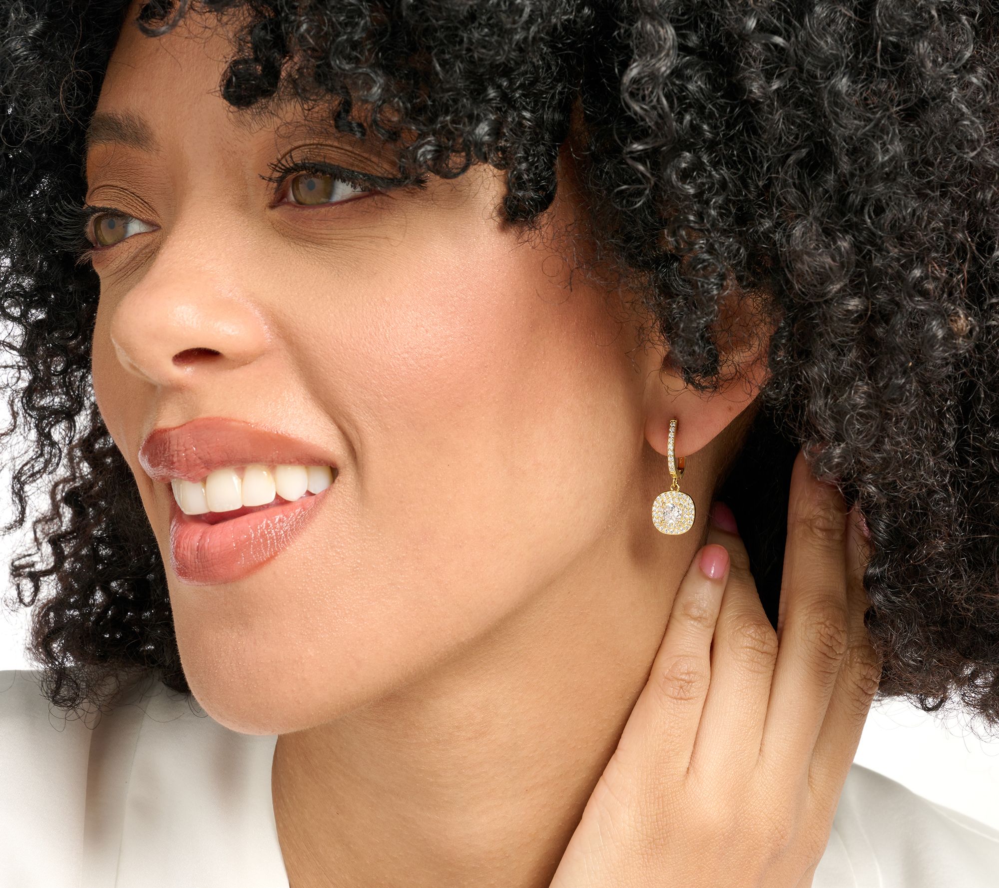 Diamonique Classics Leverback Earrings, Sterling Silver