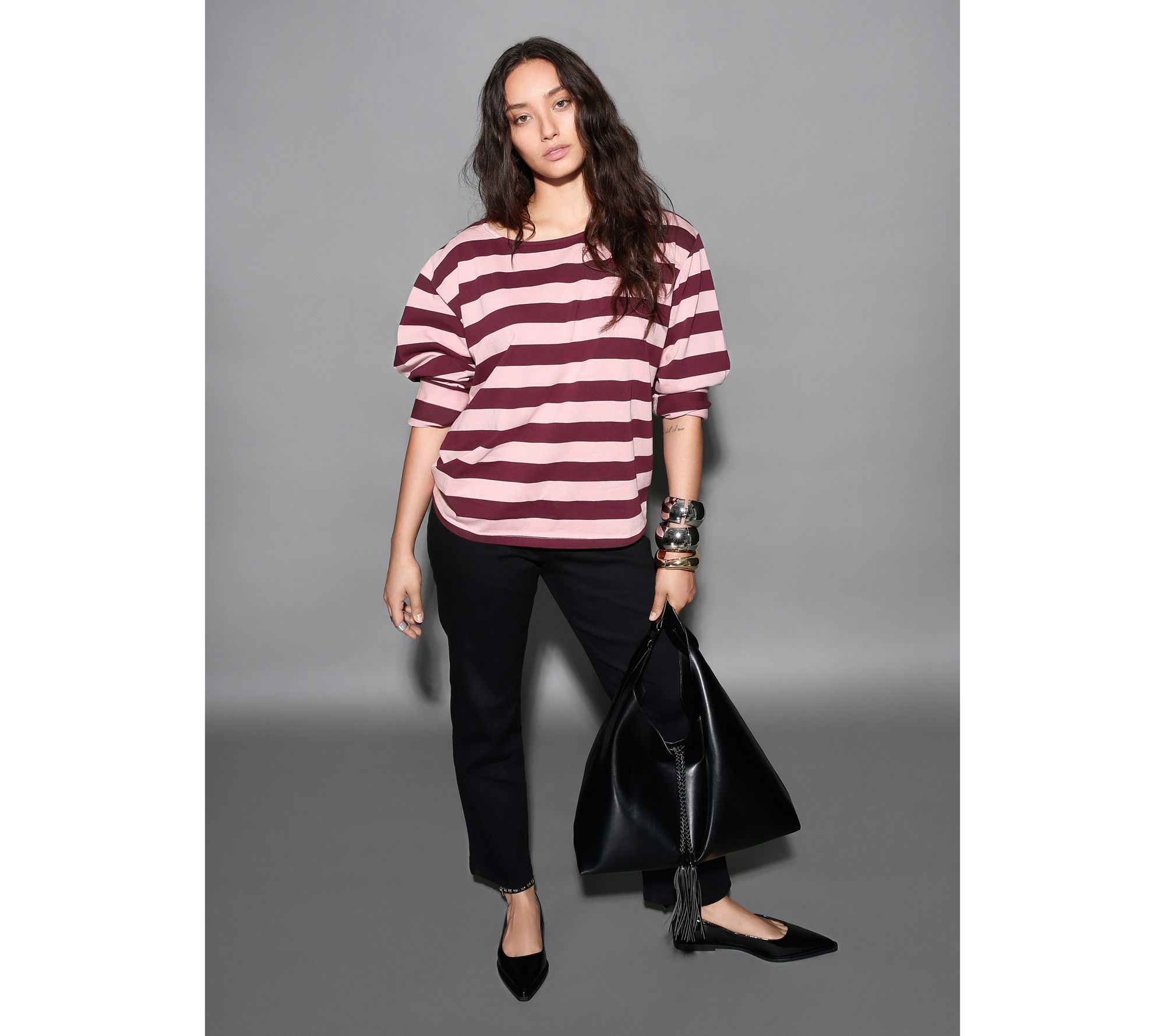 RM Studio x Rebecca Minkoff Boxy Stripe Long Sleeve Top