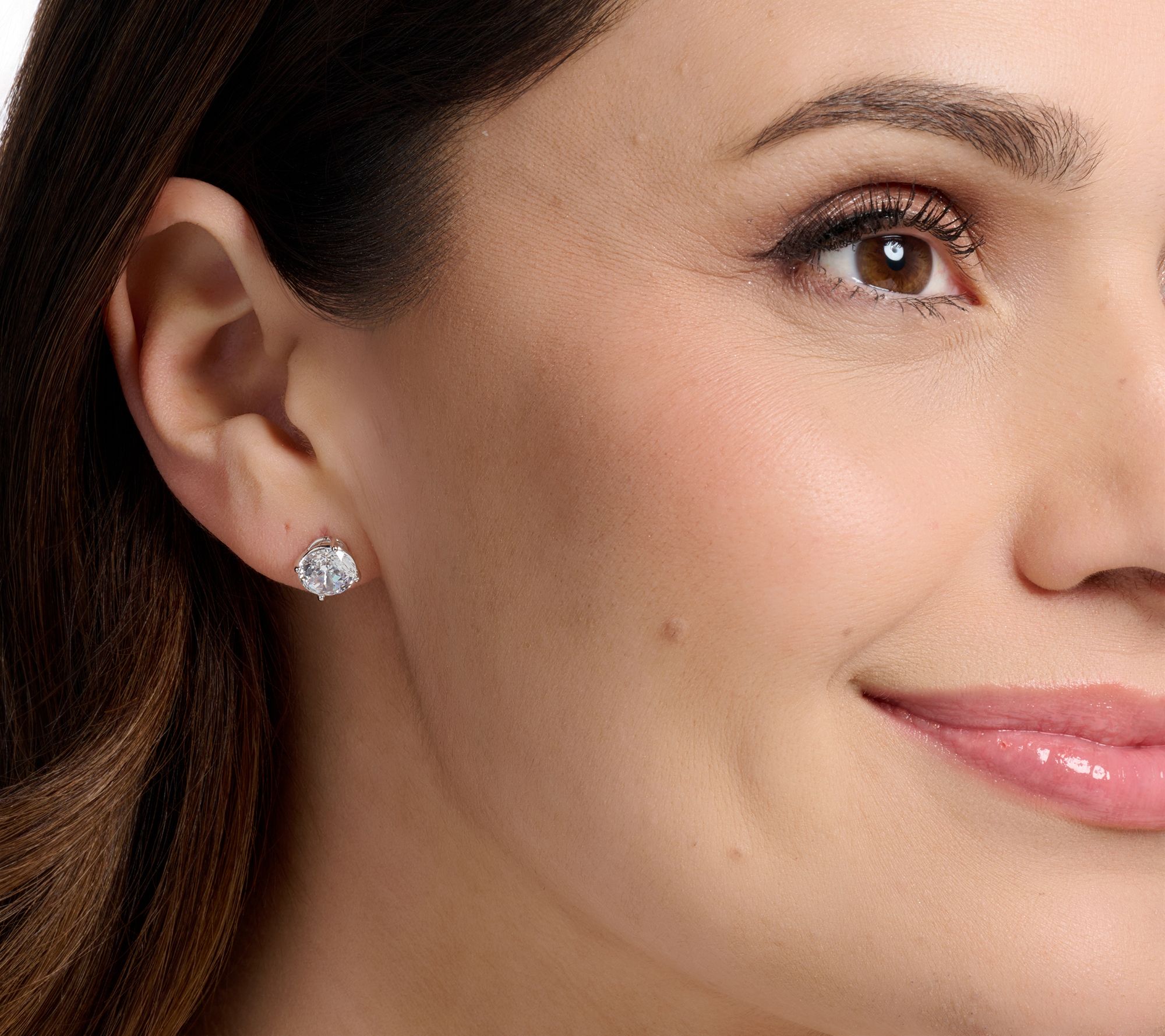 Diamonique Classics Set of 4 100 Facet Stud Earrings, Sterl