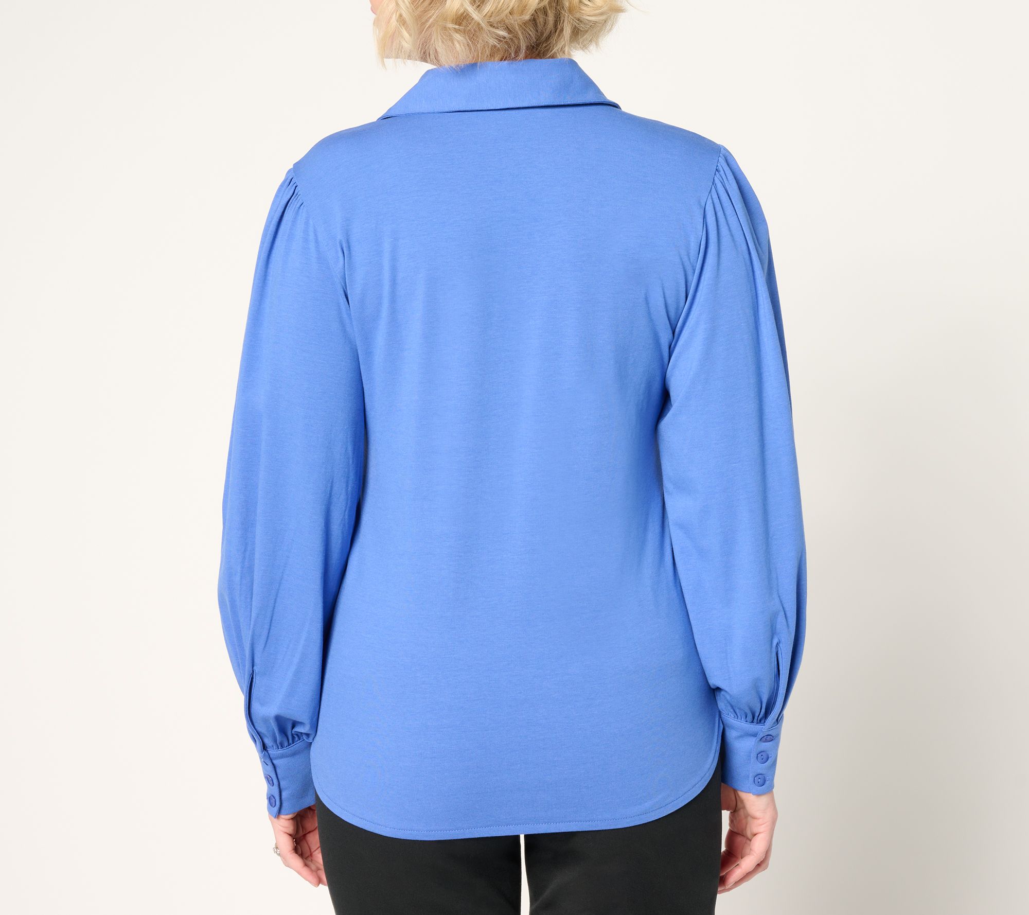 by Stacy London Blouson Sleeve Knit Top with Collar