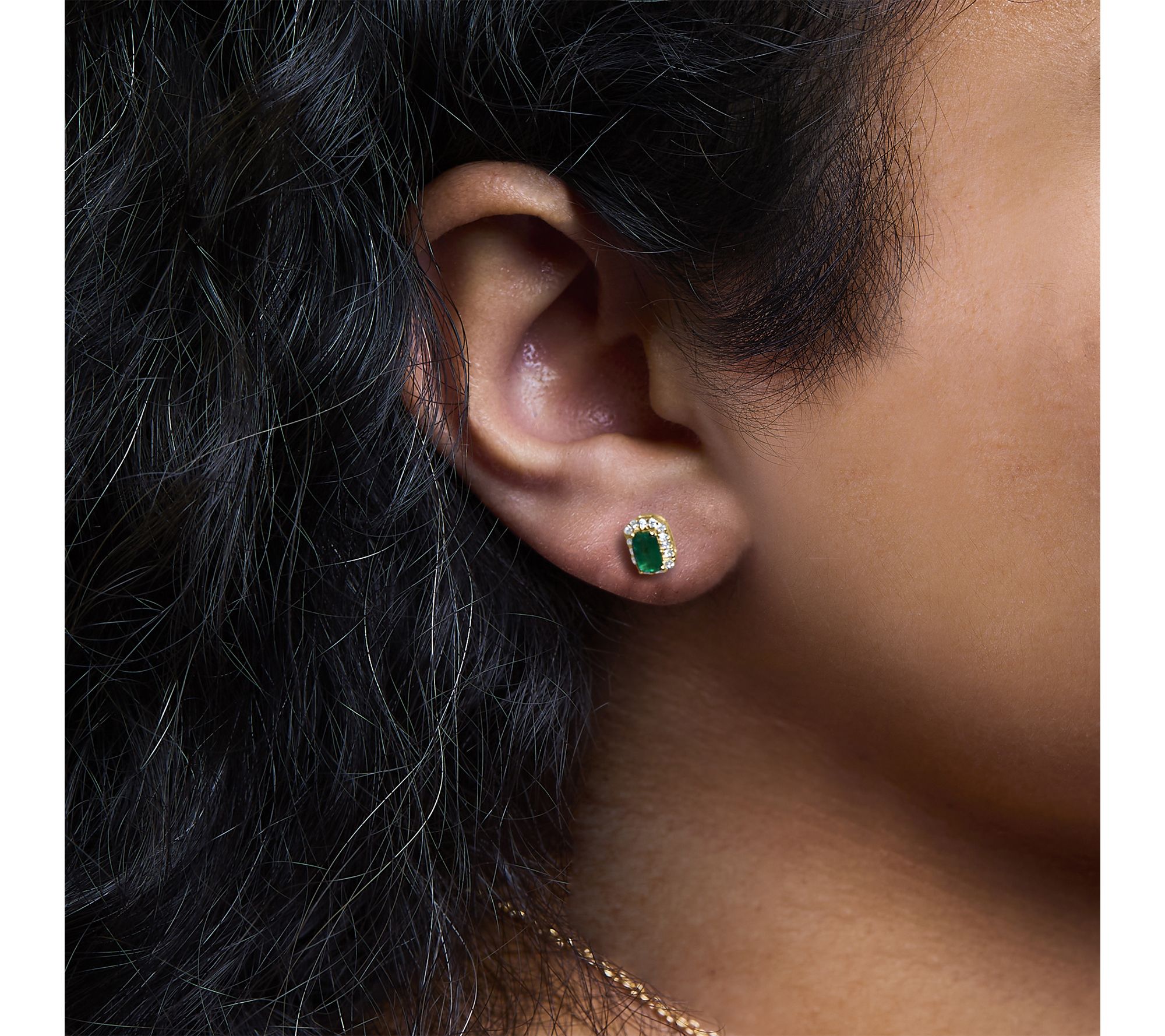 Haus of Brilliance Emerald & Diamond Halo Earrings, 10K Gold