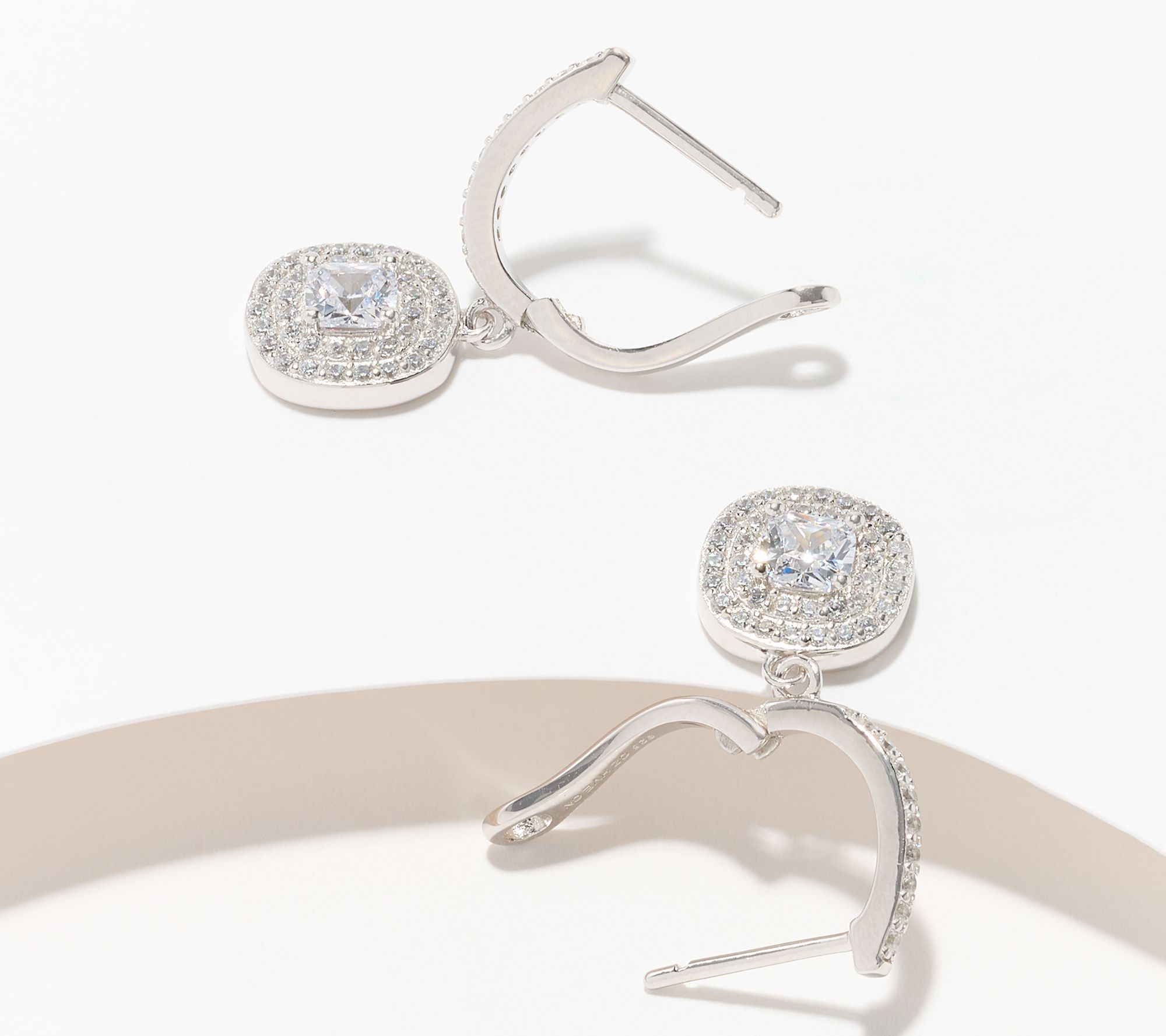 Diamonique Classics Leverback Earrings, Sterling Silver