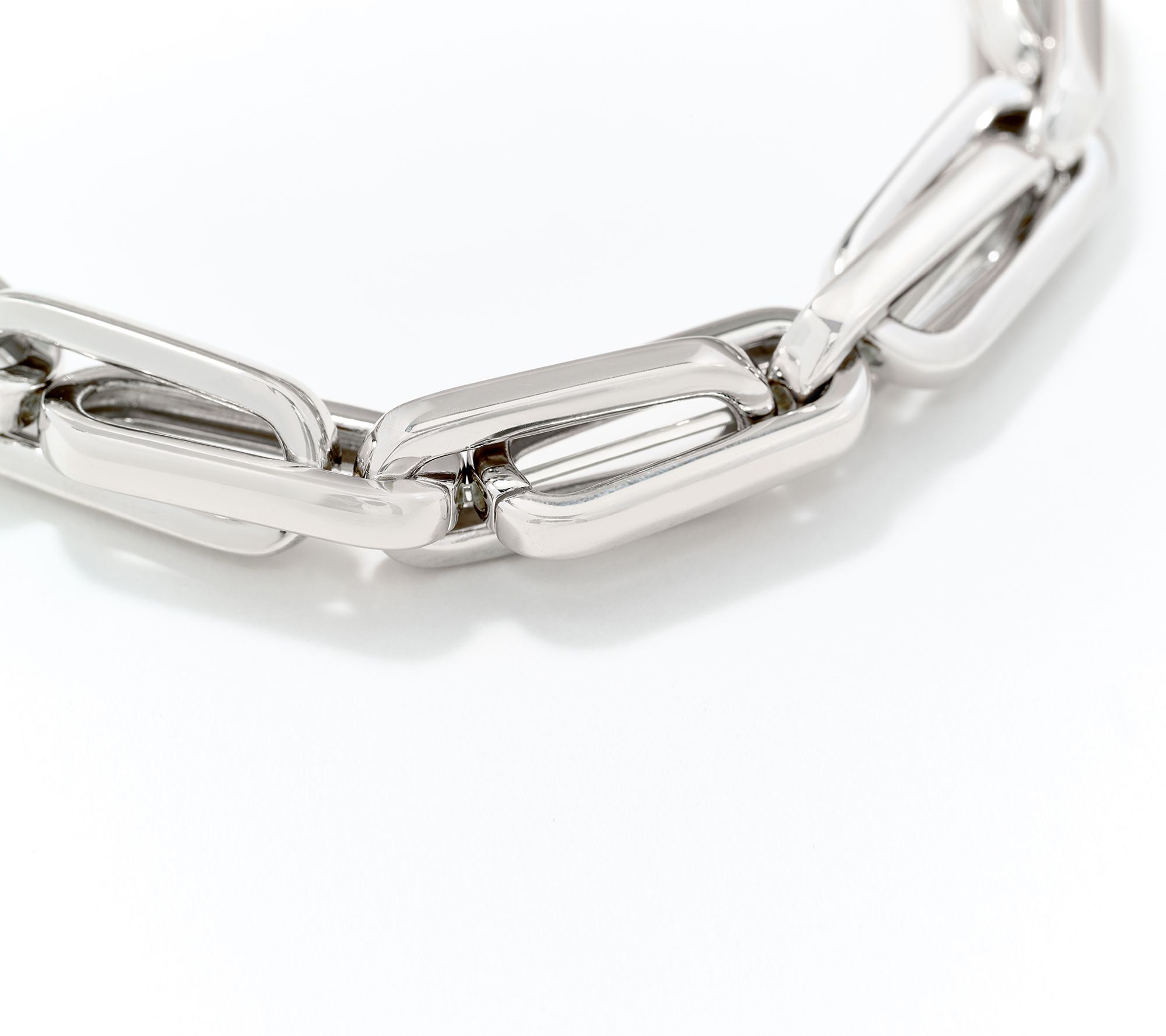 Silver Style Paperclip Chain Stretch Bracelet, Sterling Silver