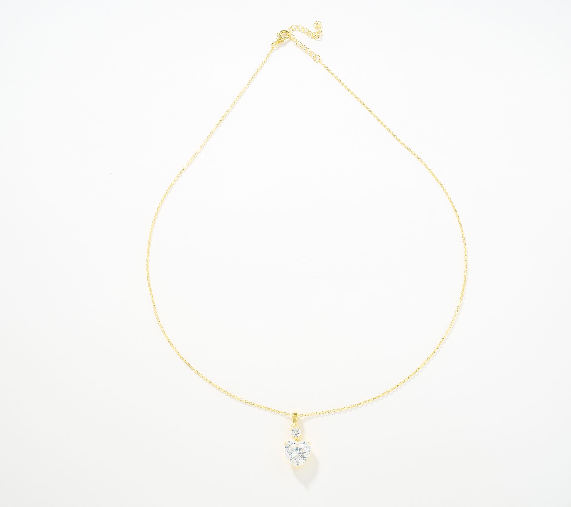 Diamonique Classics Heart Pendant Necklace, Sterling Silver