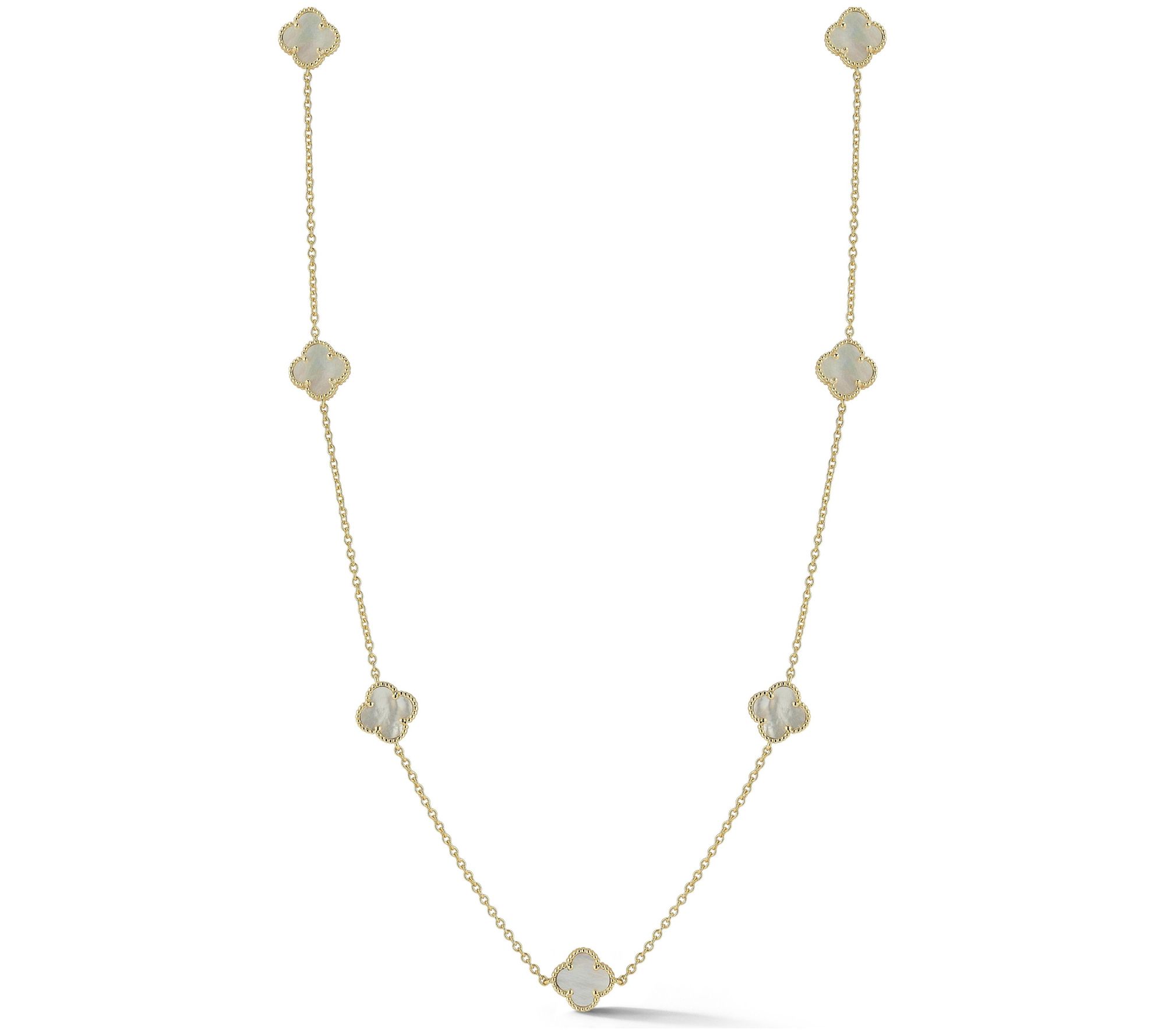 Sterlina Silver Clover Station Necklace, 14K Gold Plated