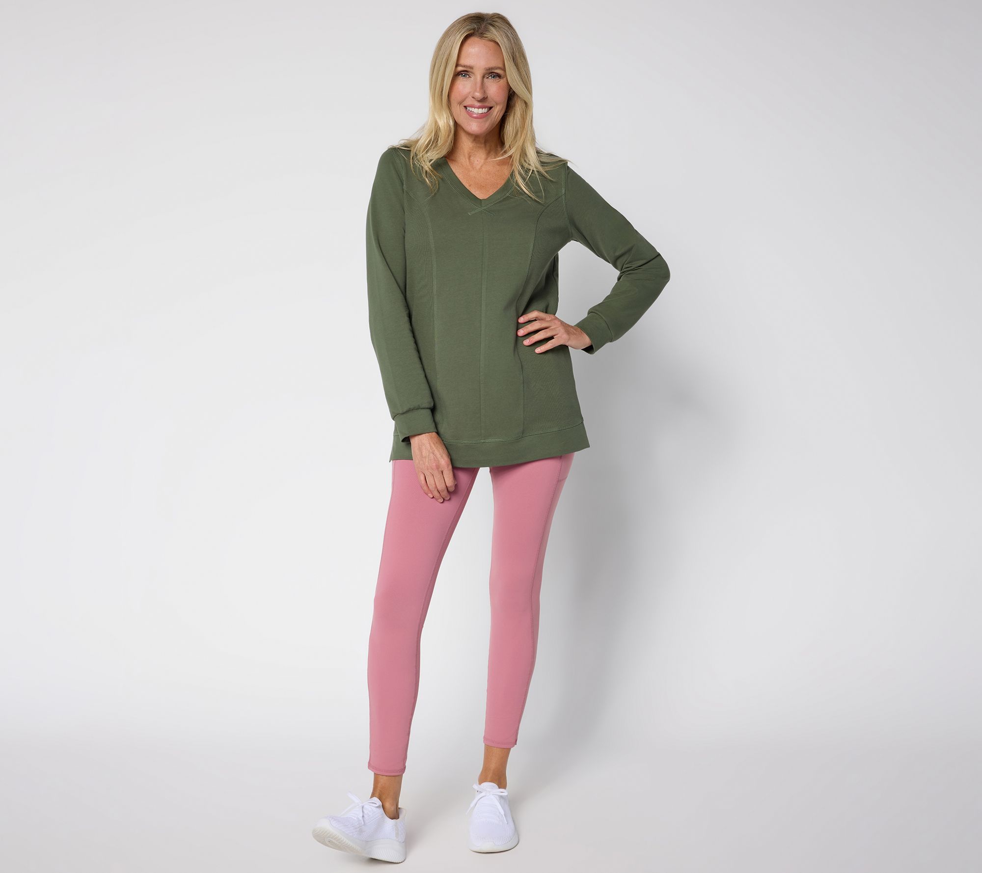 Denim & Co. Active Regular French Terry Rib Mix Tunic