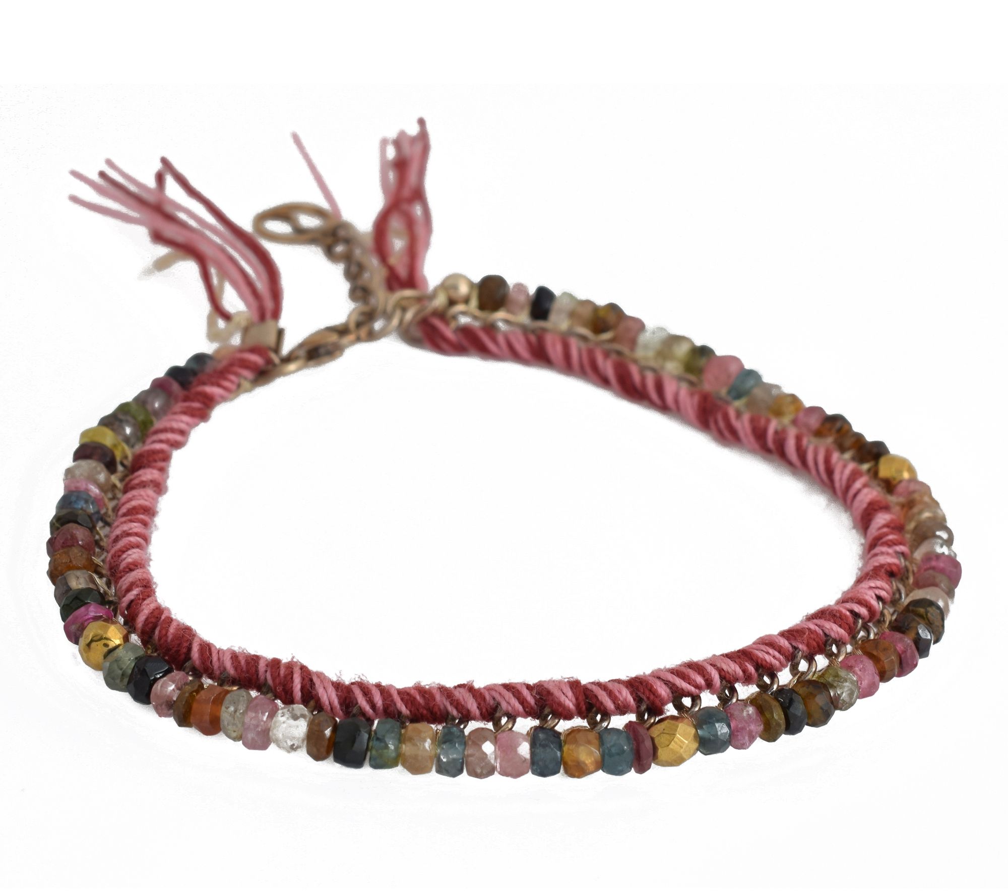 14k Gold Plated Tourmaline & Hematite Beaded Bracelet