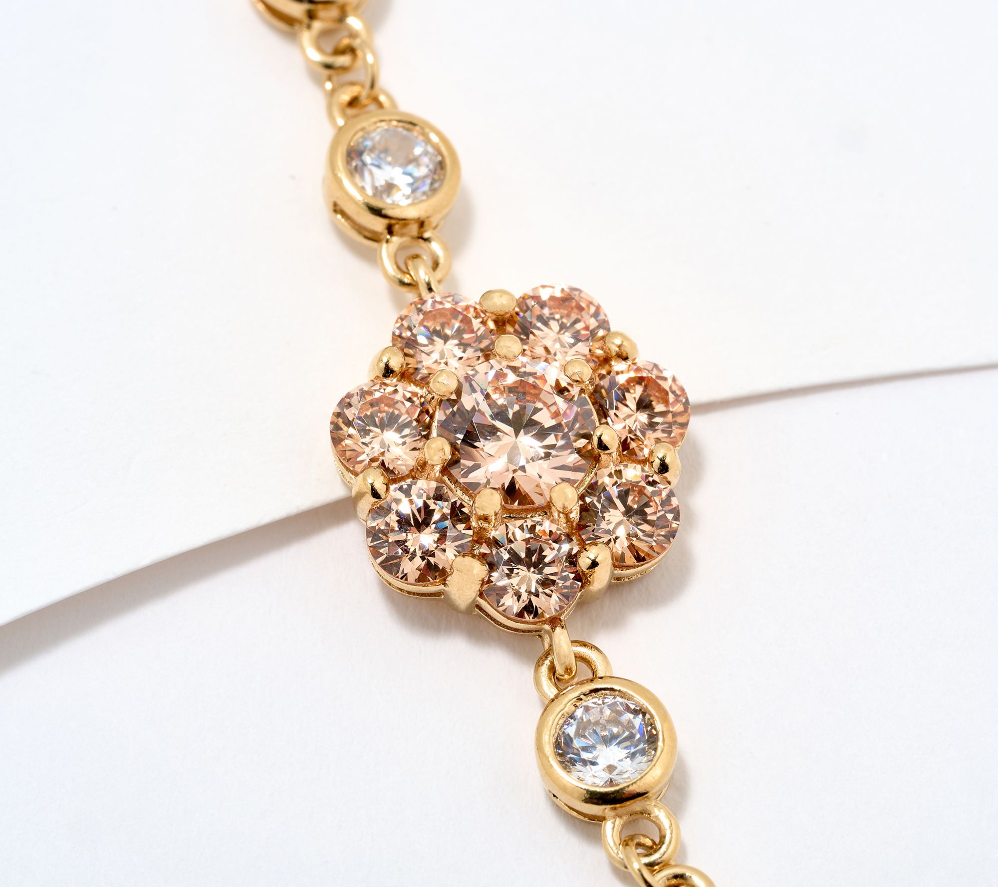 Diamonique x Lulu Frost Champagne Flower Bracelet Sterling Silver