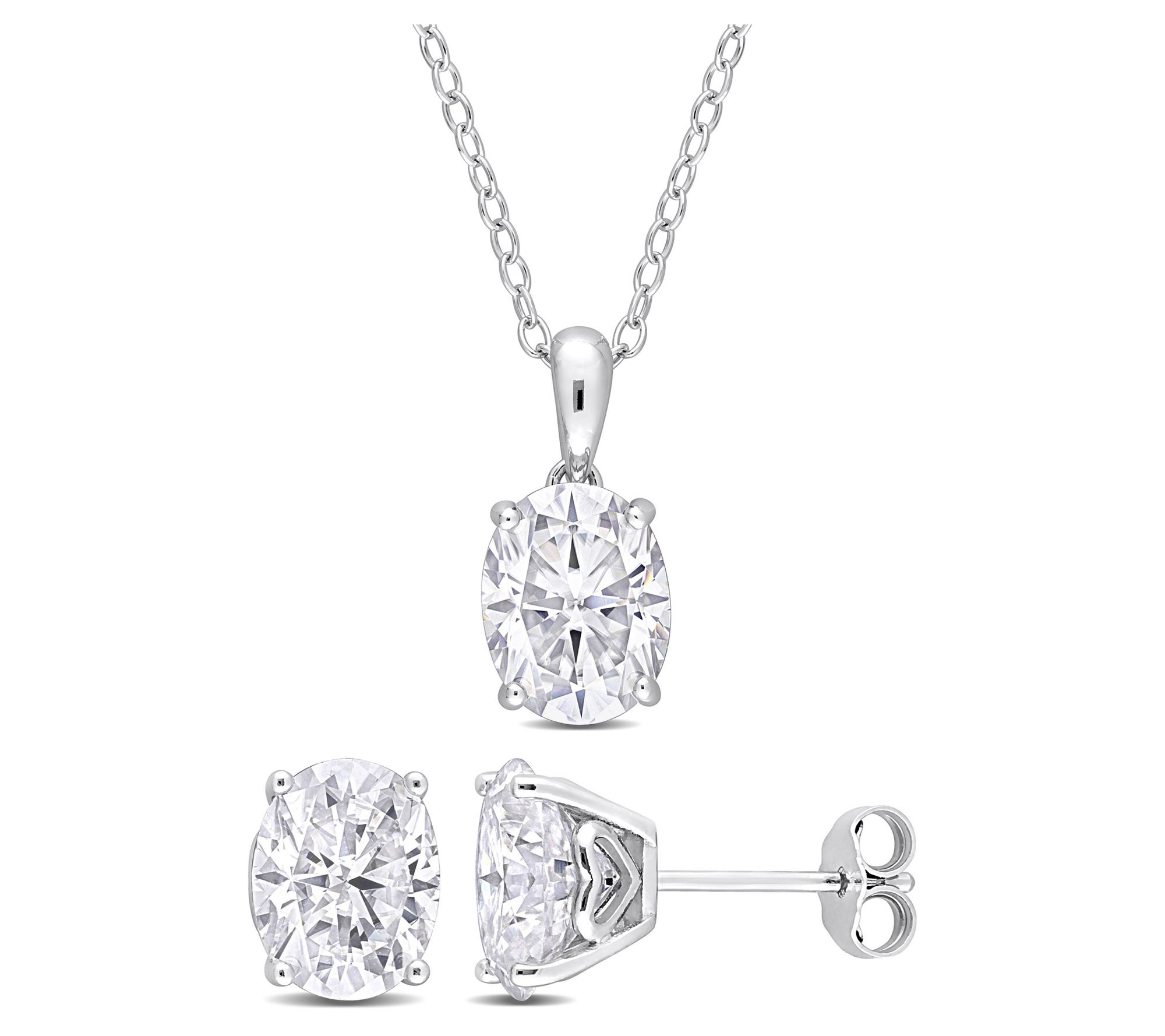 MoissanIce 5.85 cttw Moissanite Necklace & Earrings, Sterling