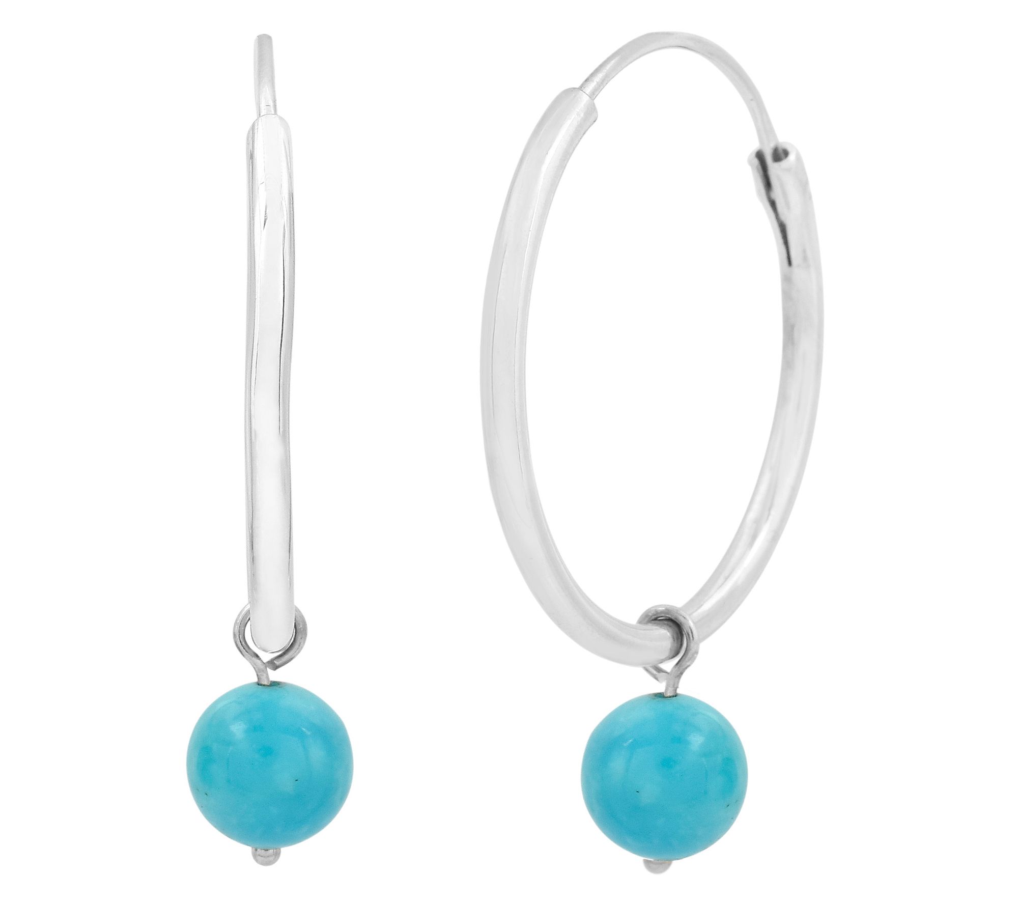 Affinity Gems Sleeping Beauty Turquoise Hoop Earrings,Sterling
