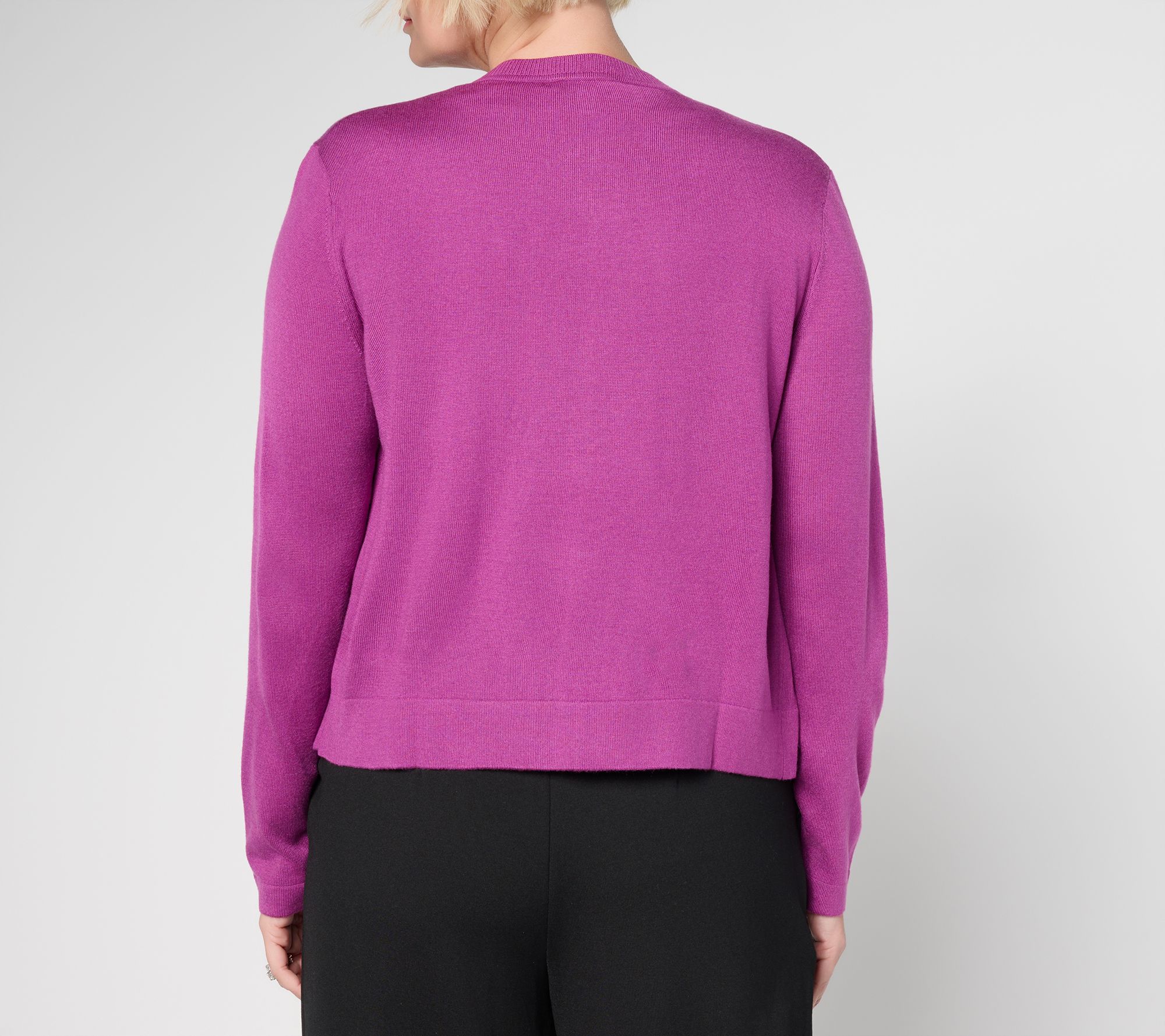 by Stacy London Ruffle Cardigan with Faux Pearl Buttons