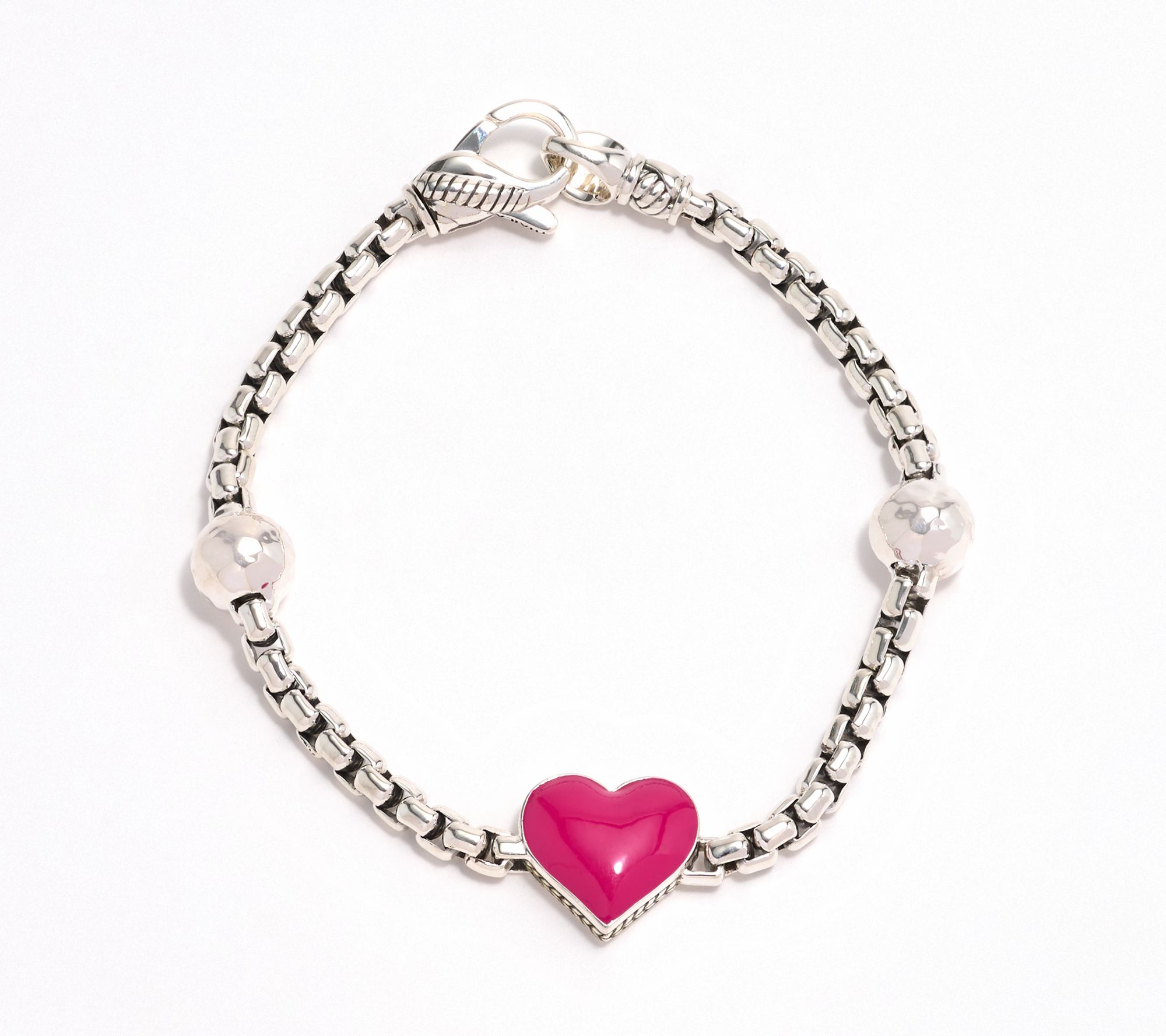 JAI Sterling Silver Storyteller Symbol Box Chain Bracelet