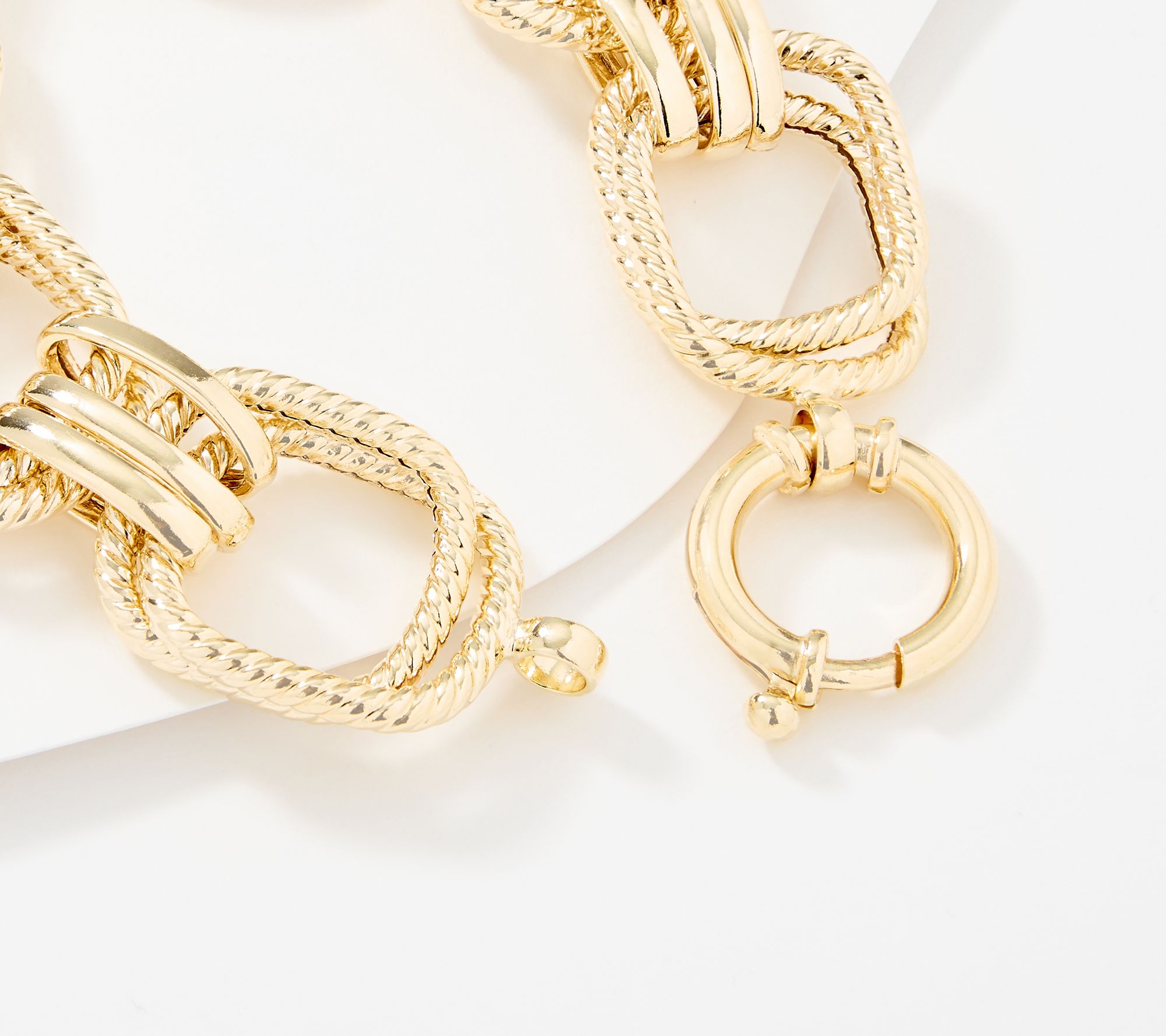 Silver Style Polished & Rope Texture O-Clasp Bracelet, Sterling Silver